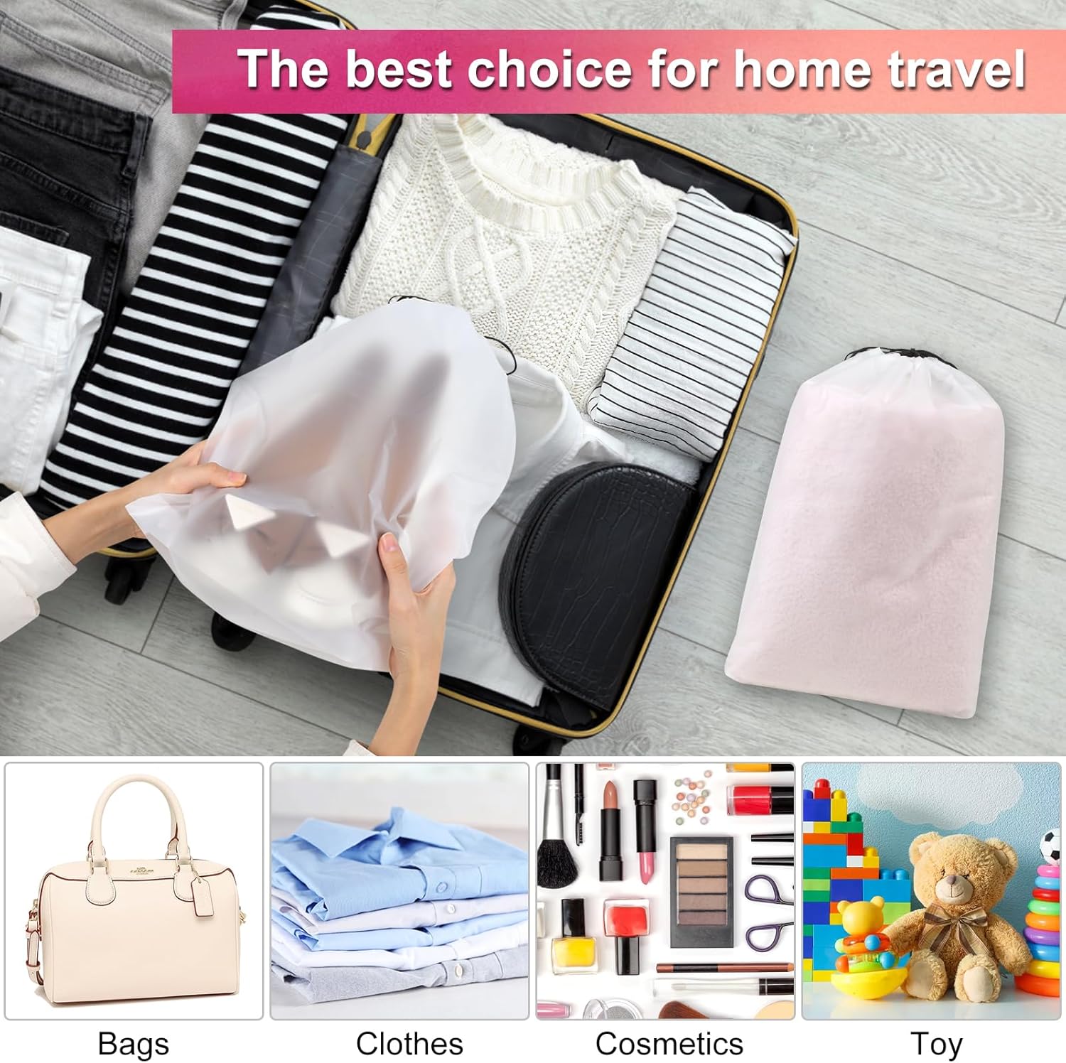18 Pack Shoe Bags - 11.8in x 15.7in, Storage Bags for Packing, Travel Essentials for Men and Women - Image 4