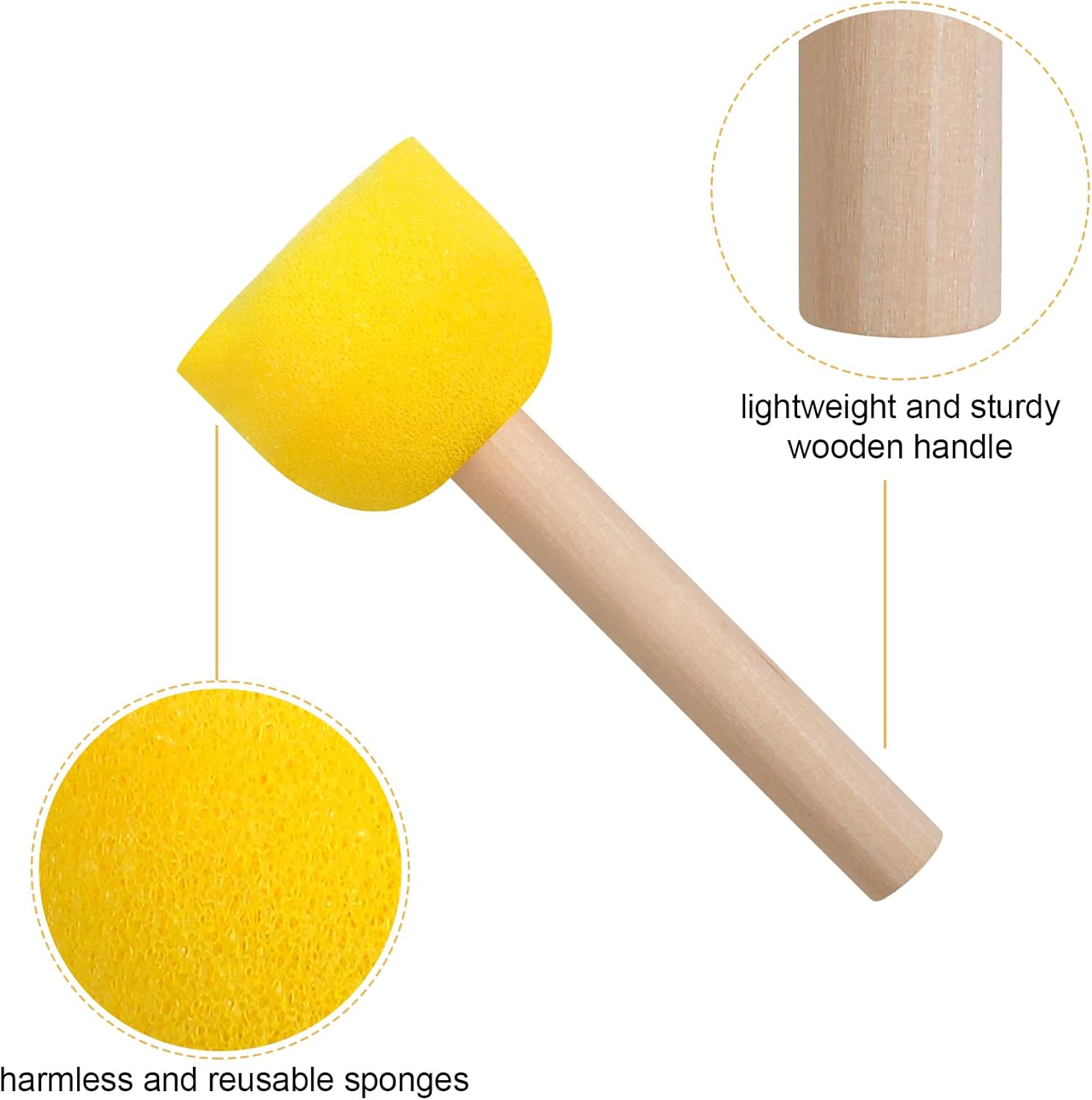 30 Pcs Round Sponges Brh Set, Round Sponge Brhes for Painting, Paint Sponges for Acrylic, Painting Tools for Kids Arts and Crafts (4 Sizes) - Image 3