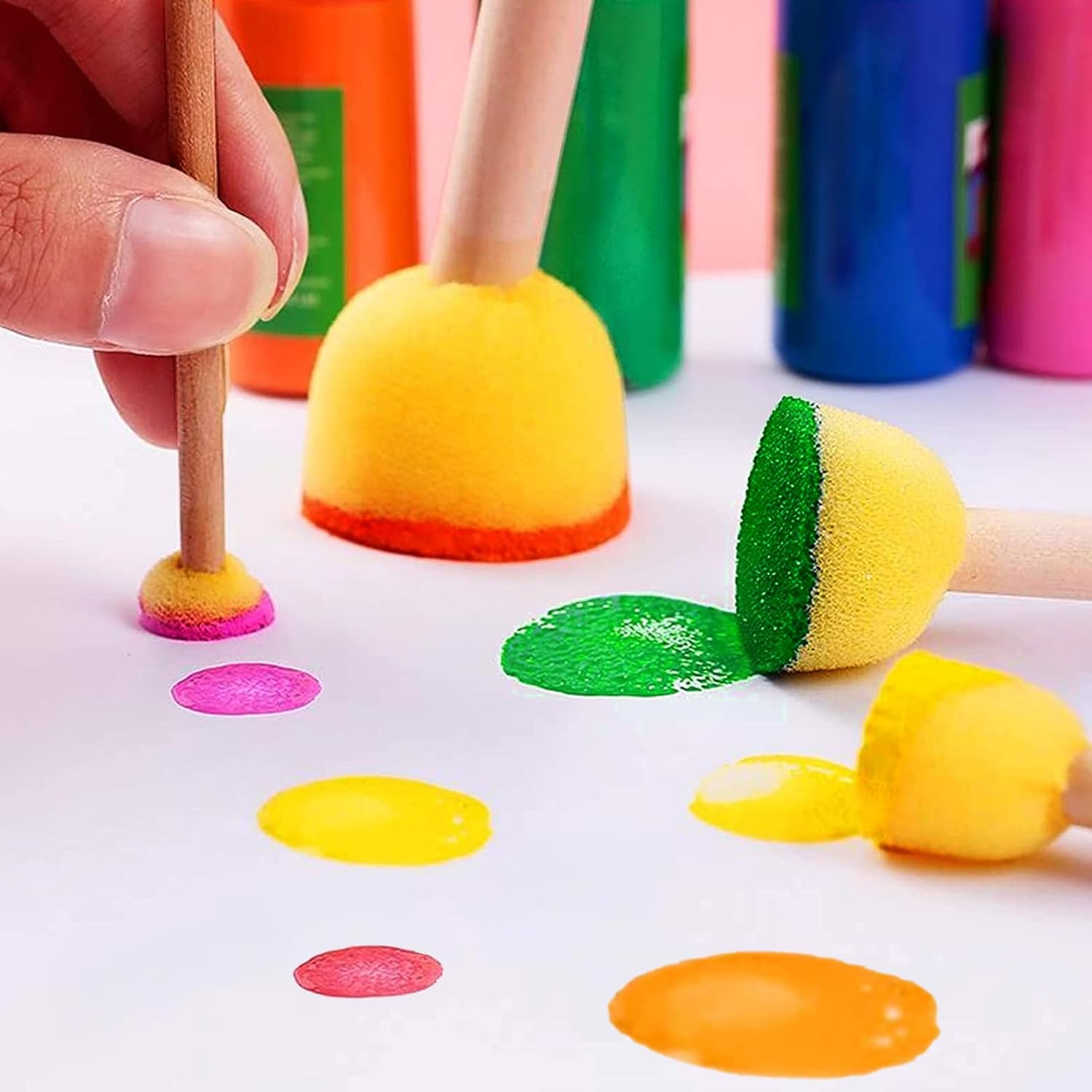 30 Pcs Round Sponges Brh Set, Round Sponge Brhes for Painting, Paint Sponges for Acrylic, Painting Tools for Kids Arts and Crafts (4 Sizes) - Image 6