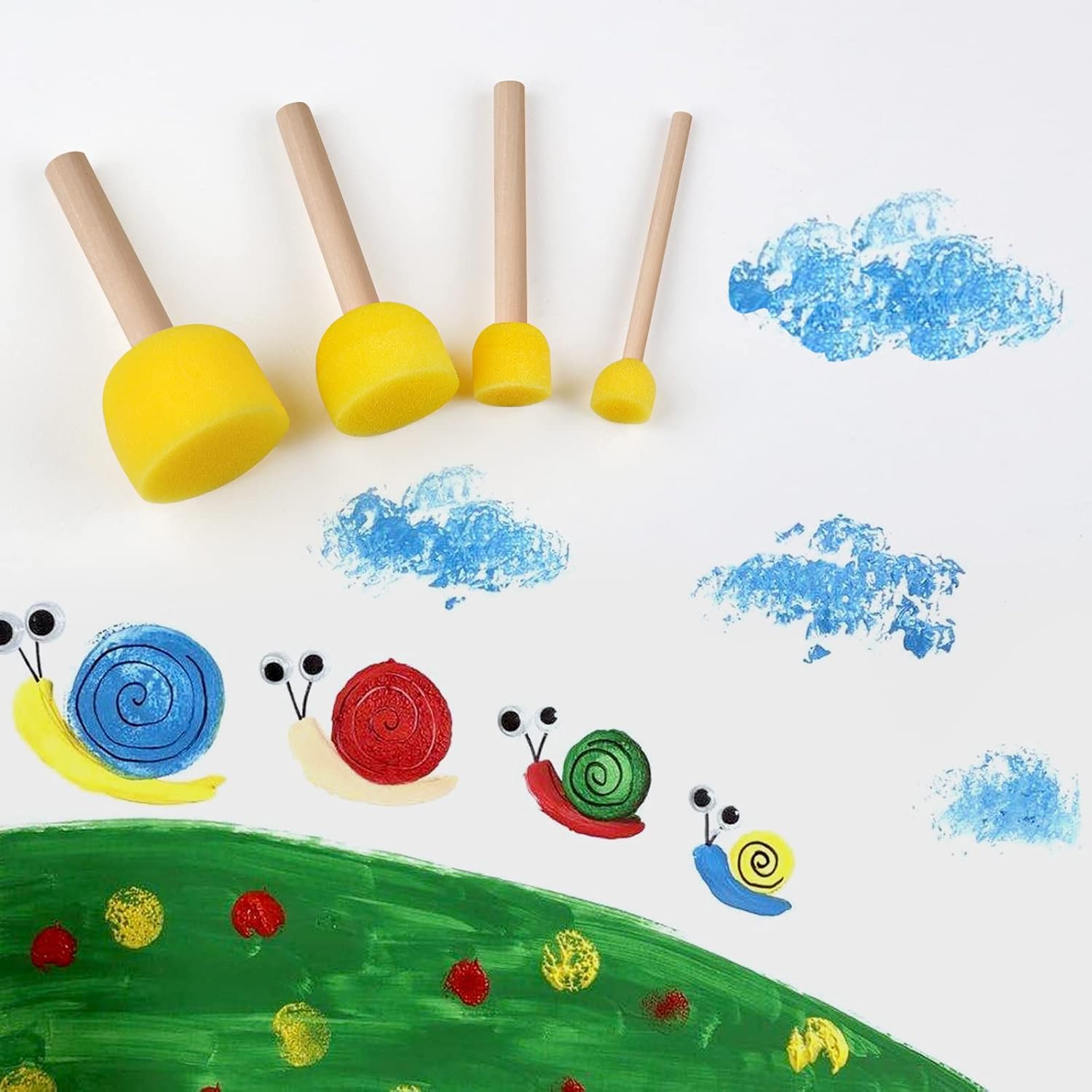 30 Pcs Round Sponges Brh Set, Round Sponge Brhes for Painting, Paint Sponges for Acrylic, Painting Tools for Kids Arts and Crafts (4 Sizes) - Image 7