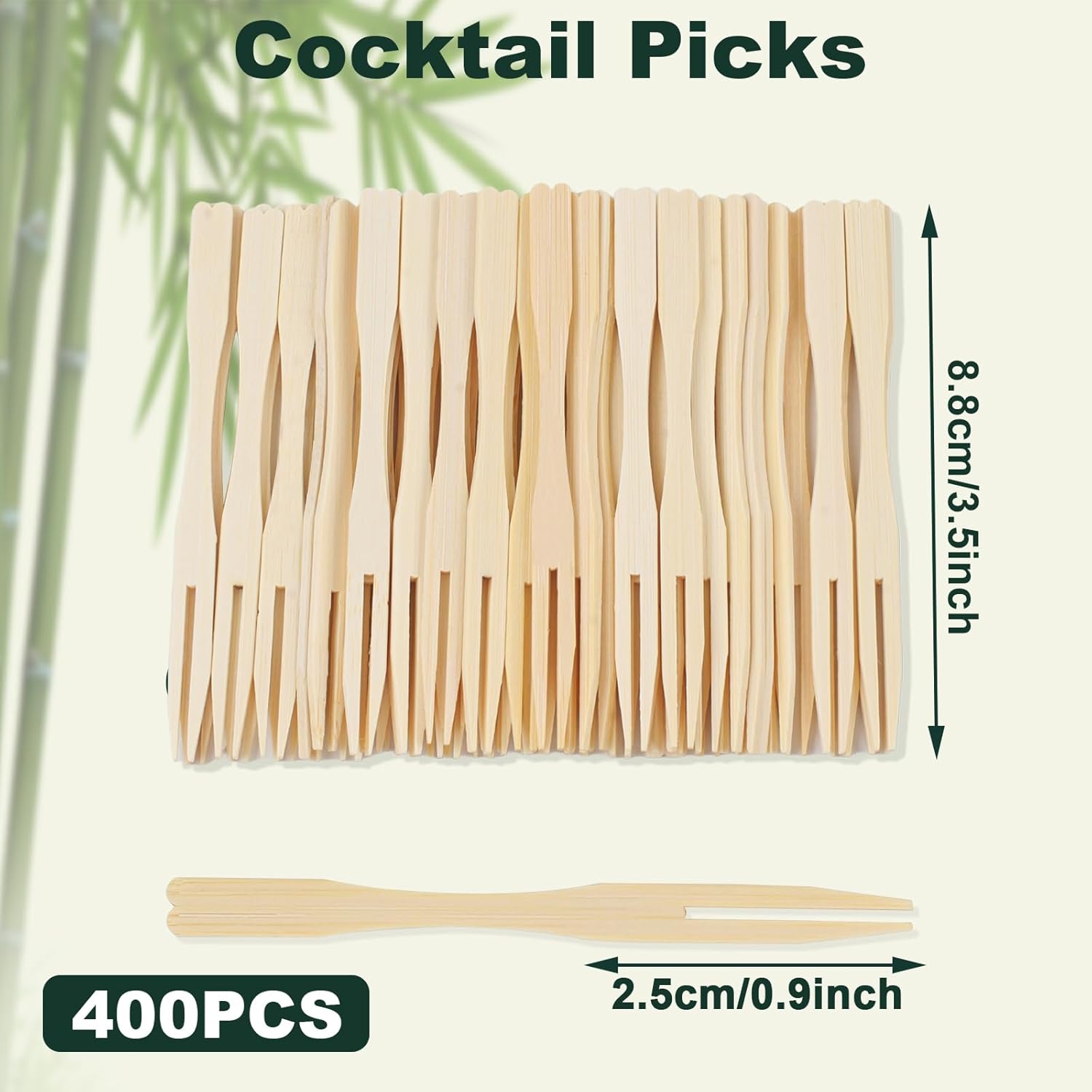 400PCS 3.5 Inch Appetizer Forks, Mini Forks, Mini Forks For Appetizers, Disposable Bamboo Forks Can Be ed For Desserts, Sandwiches, Burgers, Salads, Buffets, Drinks, Vegetables And More - Image 2