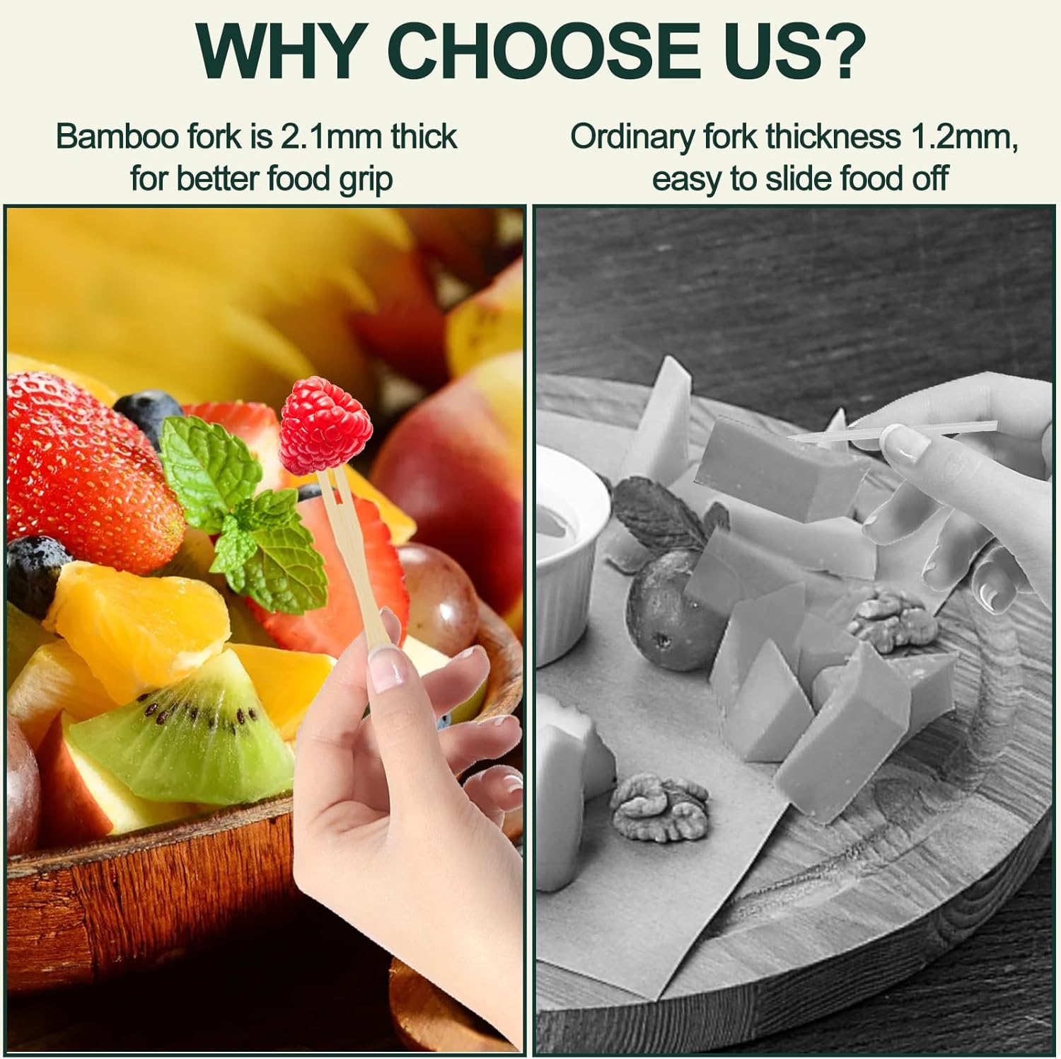 400PCS 3.5 Inch Appetizer Forks, Mini Forks, Mini Forks For Appetizers, Disposable Bamboo Forks Can Be ed For Desserts, Sandwiches, Burgers, Salads, Buffets, Drinks, Vegetables And More - Image 3