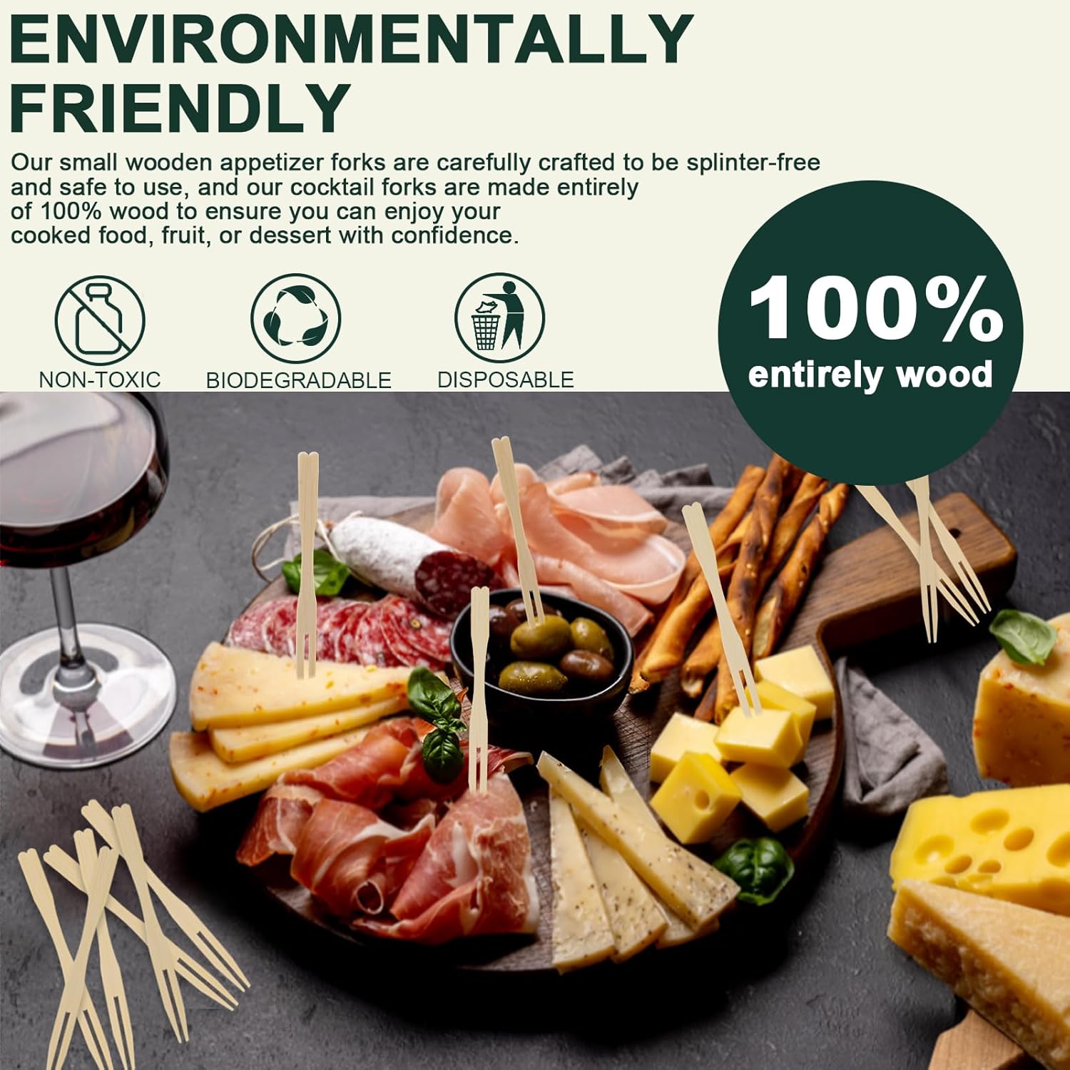 400PCS 3.5 Inch Appetizer Forks, Mini Forks, Mini Forks For Appetizers, Disposable Bamboo Forks Can Be ed For Desserts, Sandwiches, Burgers, Salads, Buffets, Drinks, Vegetables And More - Image 5