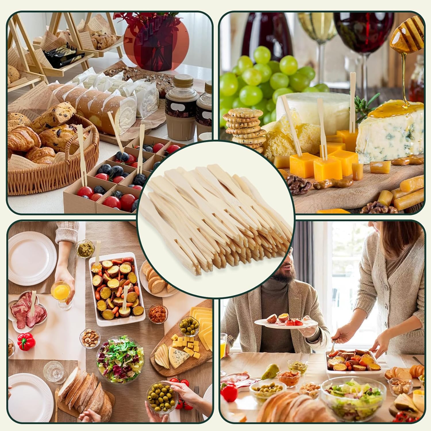 400PCS 3.5 Inch Appetizer Forks, Mini Forks, Mini Forks For Appetizers, Disposable Bamboo Forks Can Be ed For Desserts, Sandwiches, Burgers, Salads, Buffets, Drinks, Vegetables And More - Image 6