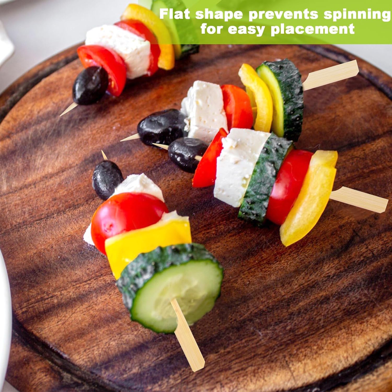 396 PCS Bamboo Skewers, 3.5 Inches Wooden Skewers, Skewers for Appetizers Wide Flat Paddle, Skewer Sticks for Cocktail Fruit BBQ Sandwich Drink Party Supplies, 21ZQ0002 - Image 4