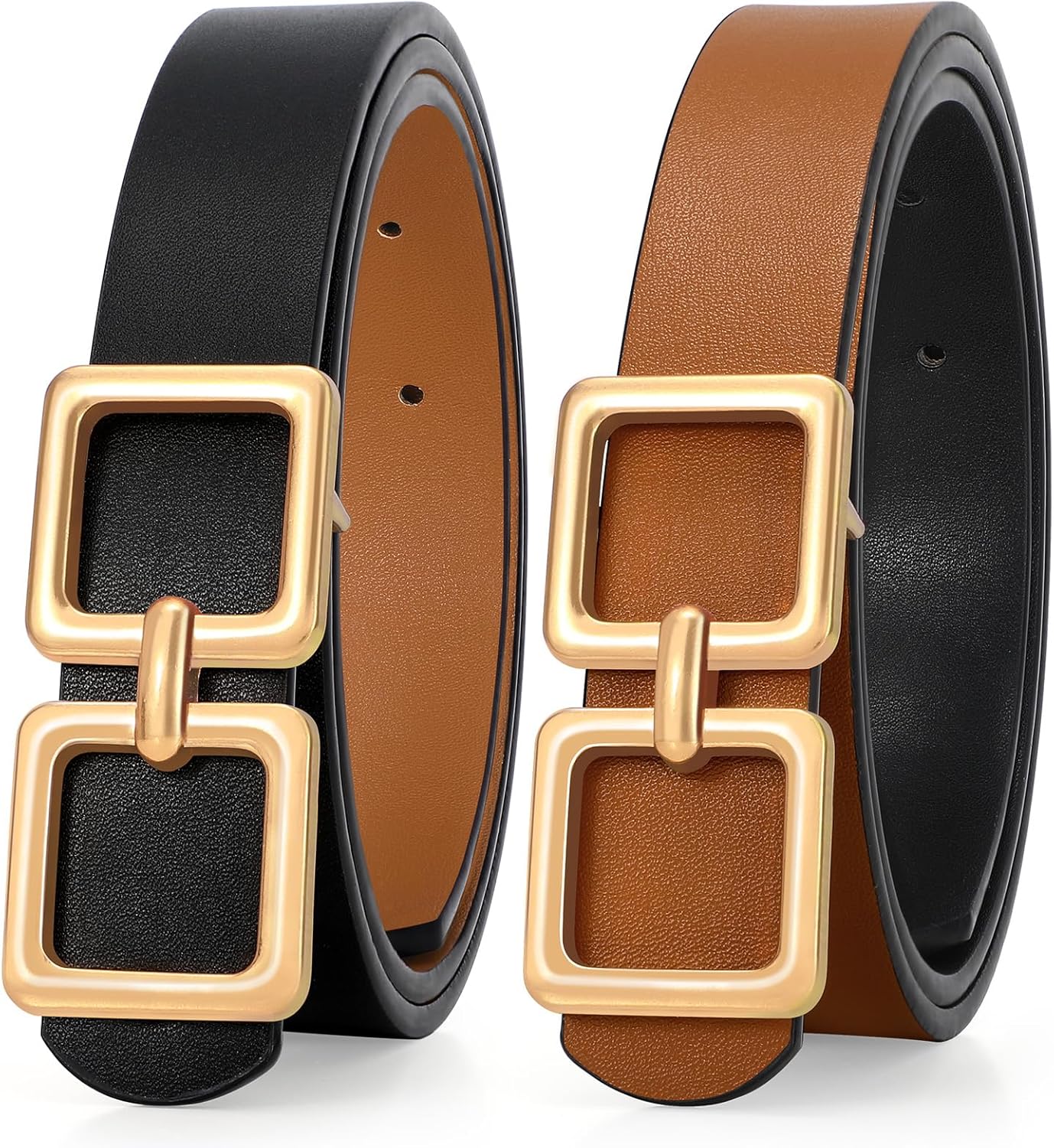 Reversible Leather Belt for Women Jeans Pants Fashion Ladies Belt for Dress with Gold Buckle - Image 6