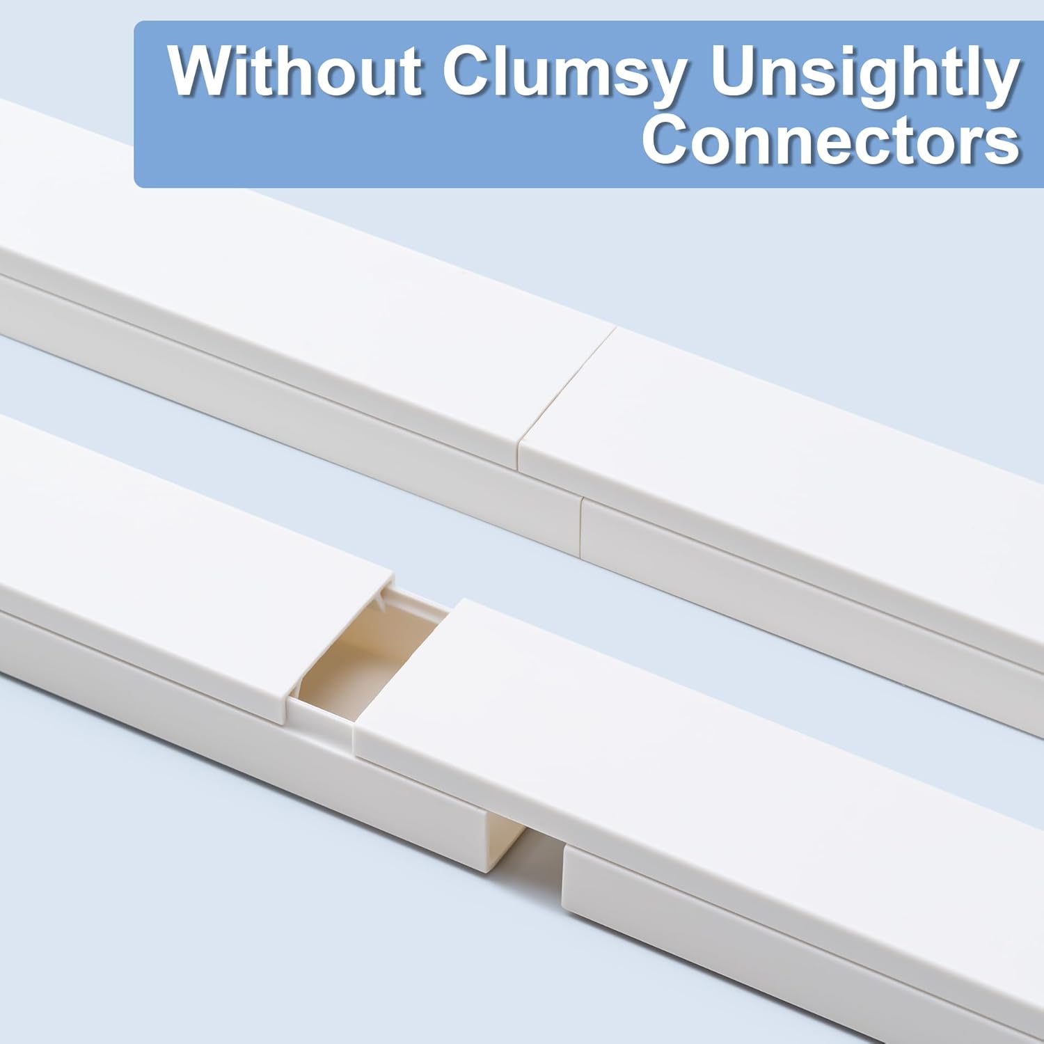Cord Hider, 58in Cable Hider, Cord Covers for Wires on Wall, Paintable Cable Cover Raceway, Wire Hiders for TV on Wall, Cord Concealer, Cord Cable Management, 4X L14.5 W0.96 H0.58in, White - Image 3