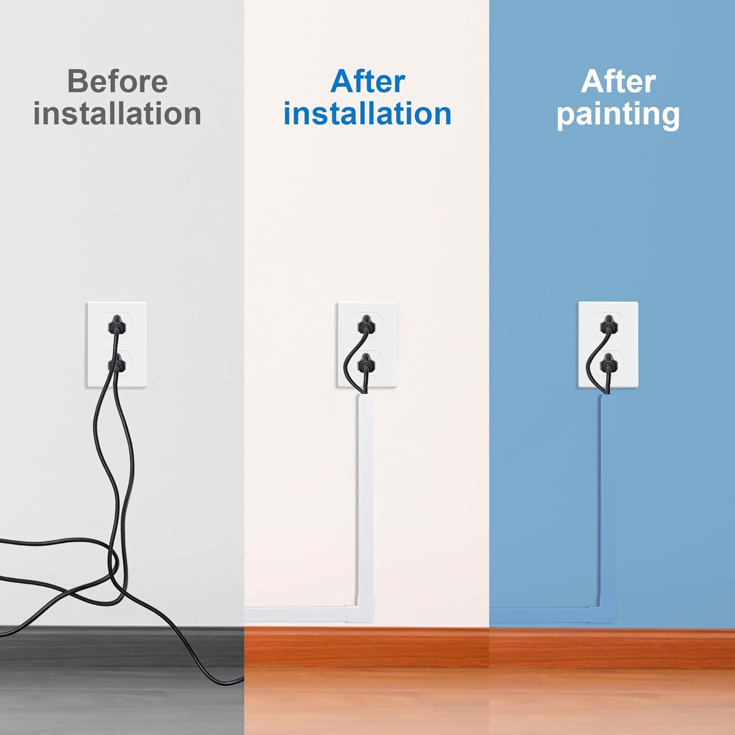 Cord Hider, 58in Cable Hider, Cord Covers for Wires on Wall, Paintable Cable Cover Raceway, Wire Hiders for TV on Wall, Cord Concealer, Cord Cable Management, 4X L14.5 W0.96 H0.58in, White - Image 6