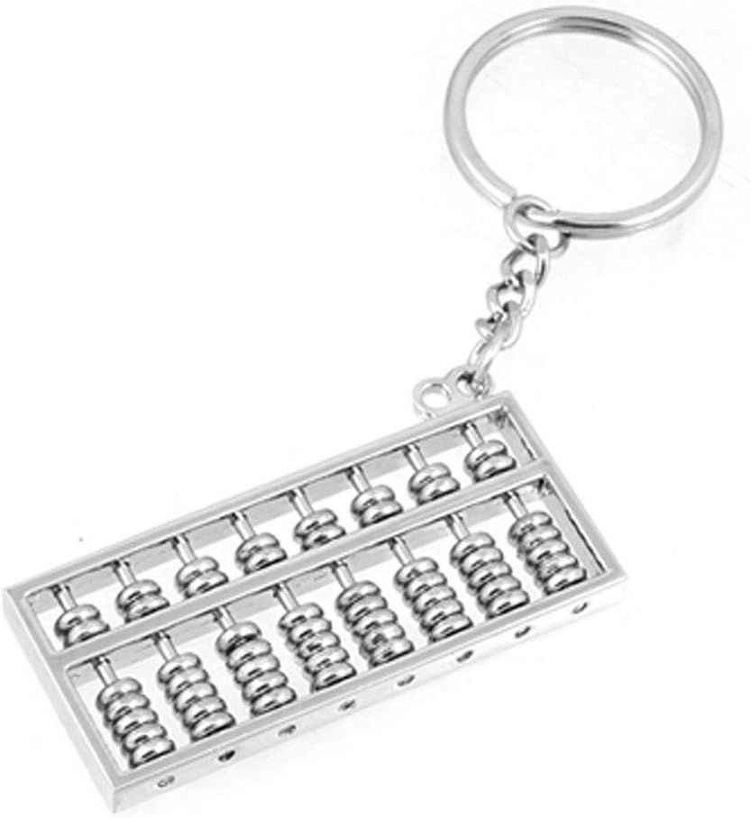 Alloy 8 Rolls Mini Abacus Keychain Key Ring Chain Metal Fob Pendant Ornament Trinket Silver - Image 1