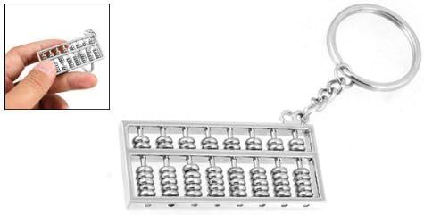 Alloy 8 Rolls Mini Abacus Keychain Key Ring Chain Metal Fob Pendant Ornament Trinket Silver - Image 2