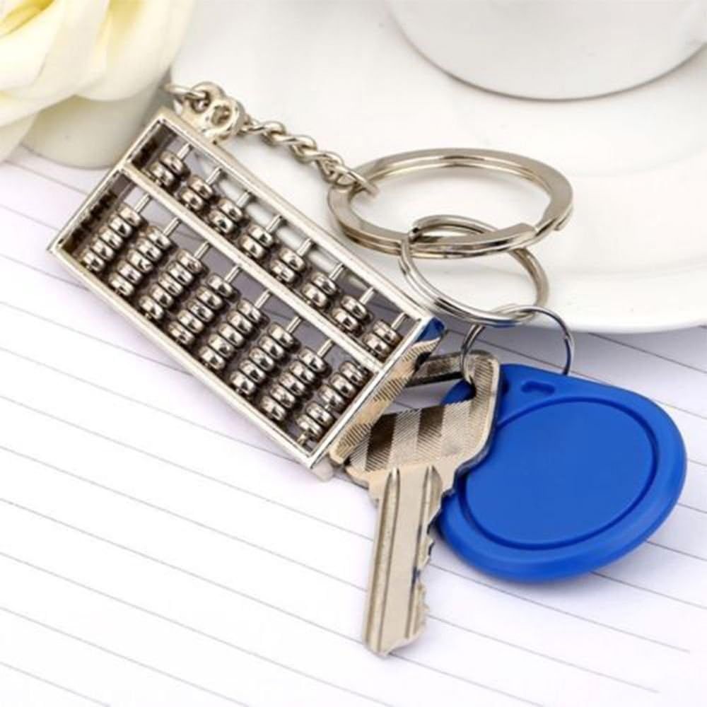 Alloy 8 Rolls Mini Abacus Keychain Key Ring Chain Metal Fob Pendant Ornament Trinket Silver - Image 4