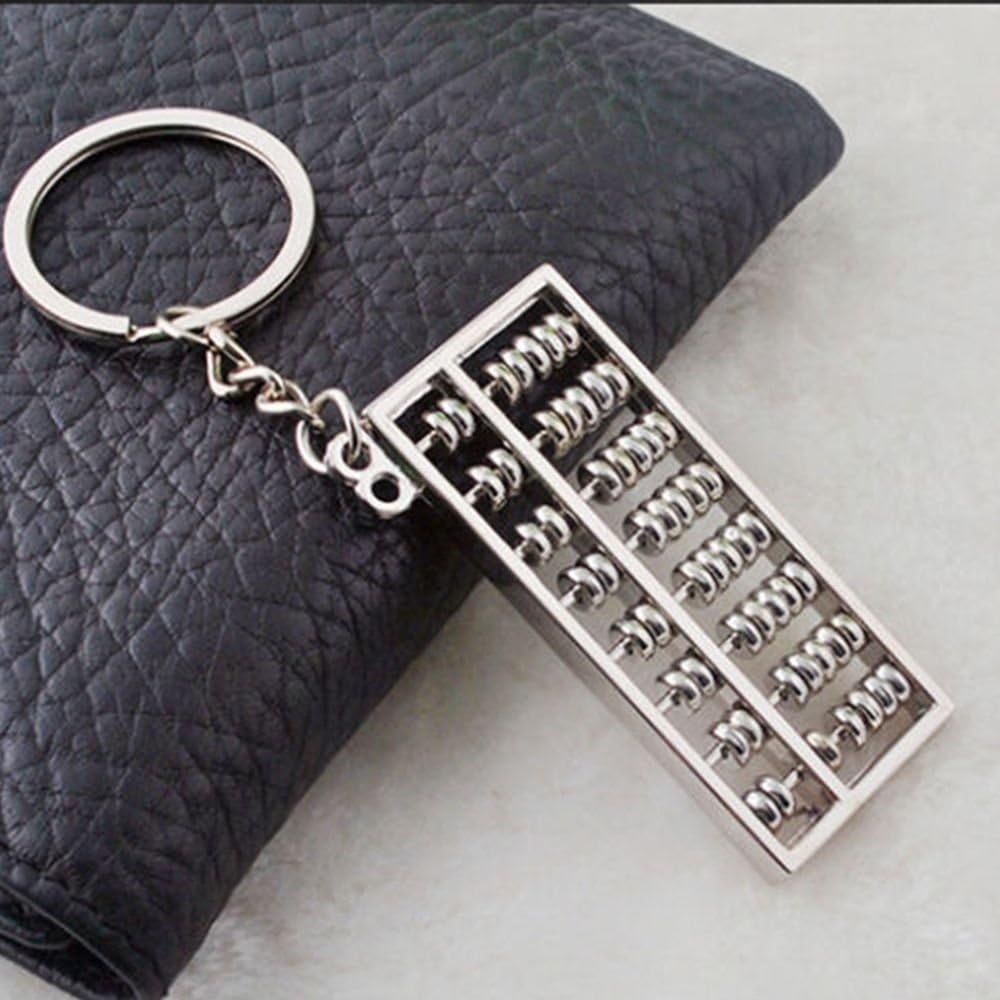 Alloy 8 Rolls Mini Abacus Keychain Key Ring Chain Metal Fob Pendant Ornament Trinket Silver - Image 5