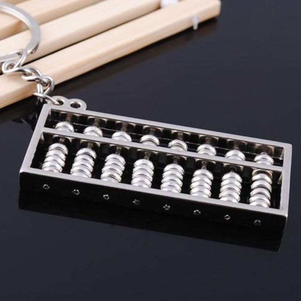 Alloy 8 Rolls Mini Abacus Keychain Key Ring Chain Metal Fob Pendant Ornament Trinket Silver - Image 6