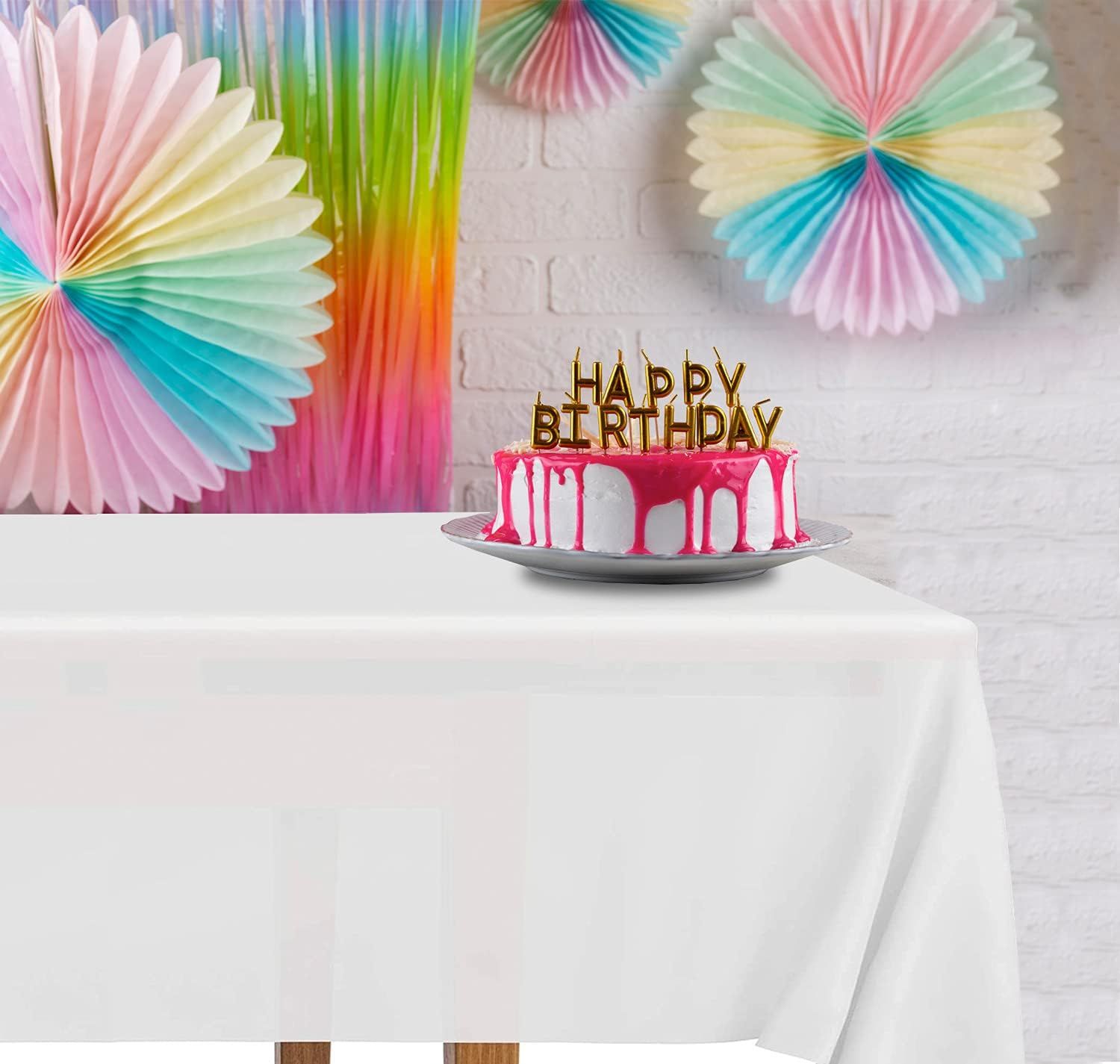 2 Rectangular Tablecloths, BPA-Free Plastic, 54 x 108 Inch, Disposable or Reusable Table Cover for Parties, Picnic & Outdoor, White (2 Pack, Individually Wrapped) - Image 2