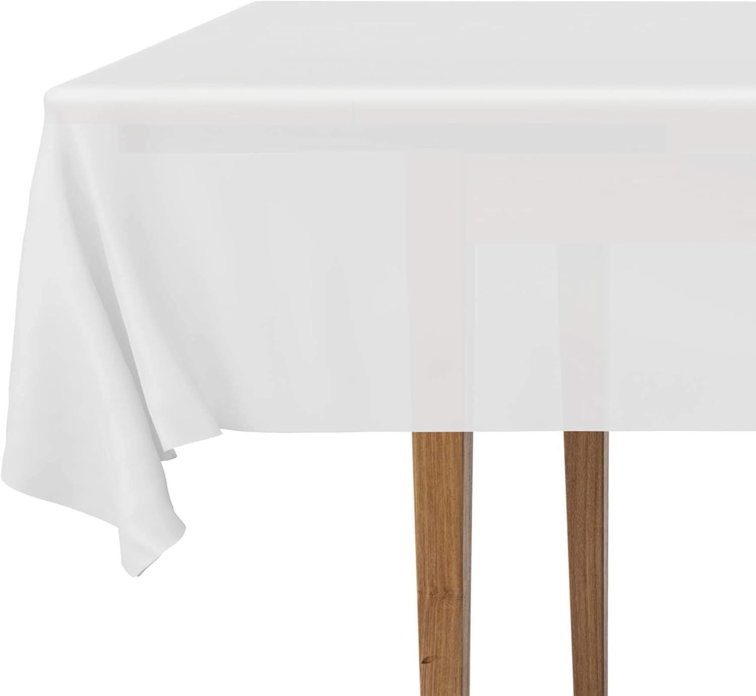 2 Rectangular Tablecloths, BPA-Free Plastic, 54 x 108 Inch, Disposable or Reusable Table Cover for Parties, Picnic & Outdoor, White (2 Pack, Individually Wrapped) - Image 4