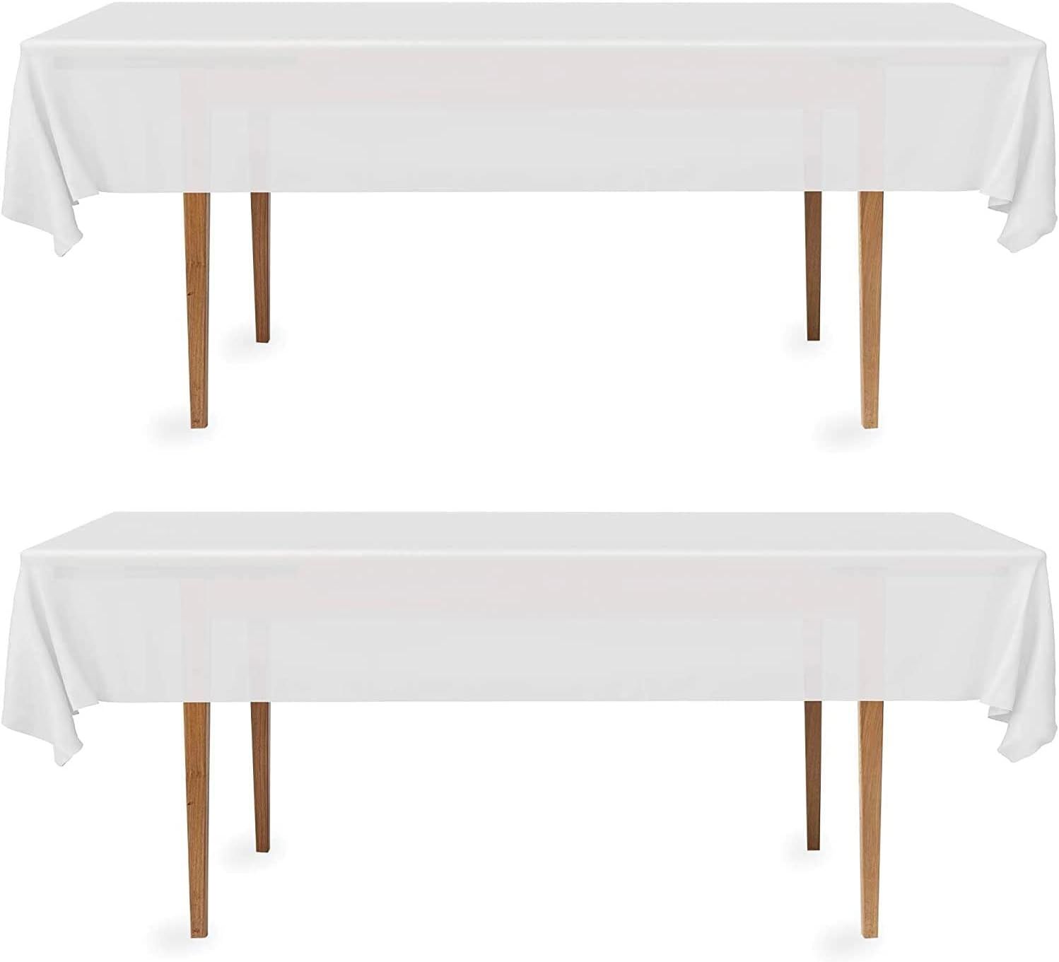 2 Rectangular Tablecloths, BPA-Free Plastic, 54 x 108 Inch, Disposable or Reusable Table Cover for Parties, Picnic & Outdoor, White (2 Pack, Individually Wrapped) - Image 6