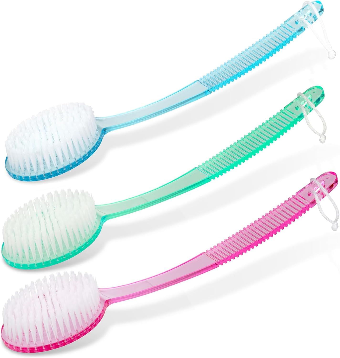 (Random Color, 1 Pack) Bath Brush with Bristles, Long Handle for Exfoliating Back, Body, and Feet, Bath and Shower Scrubber - Image 1