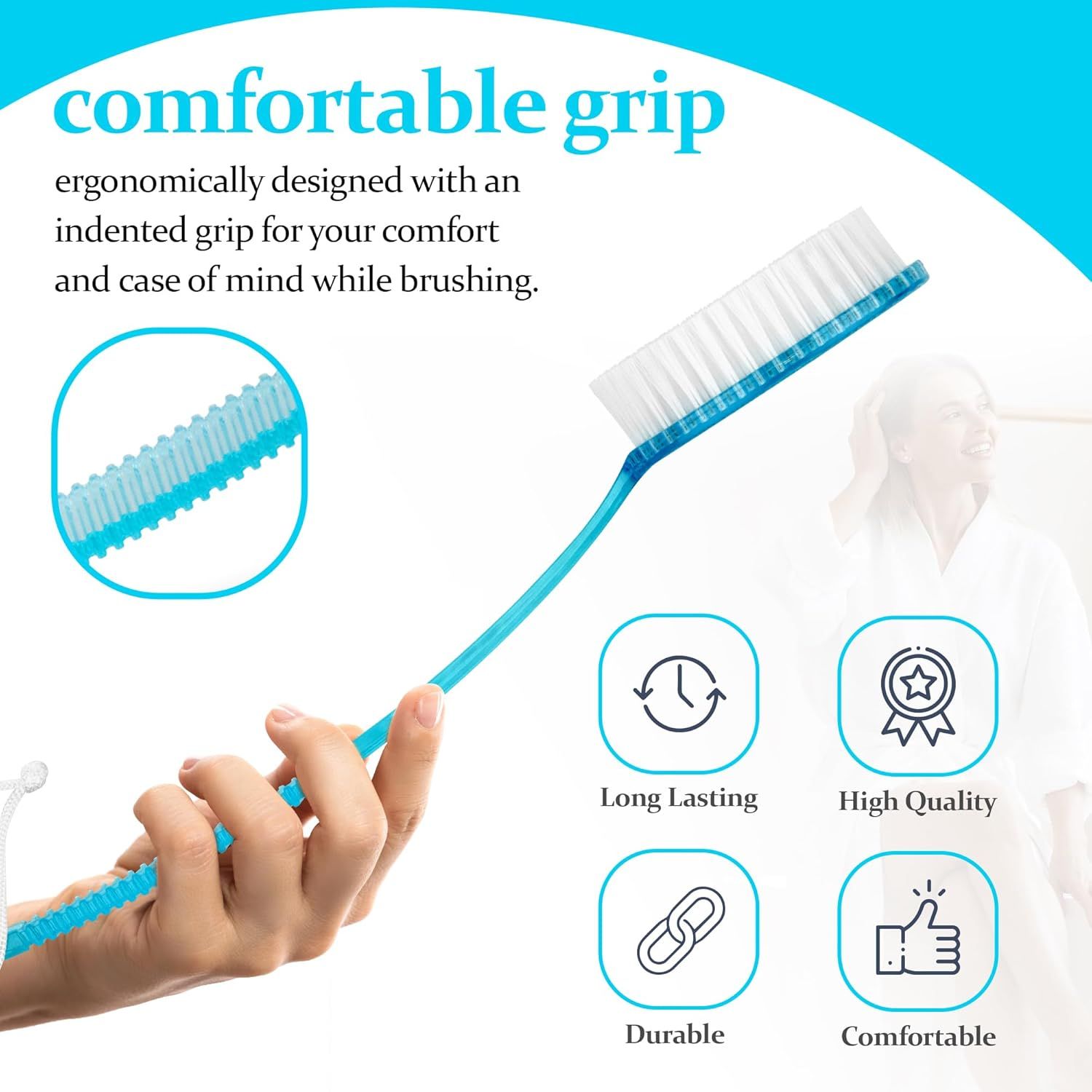 (Random Color, 1 Pack) Bath Brush with Bristles, Long Handle for Exfoliating Back, Body, and Feet, Bath and Shower Scrubber - Image 5