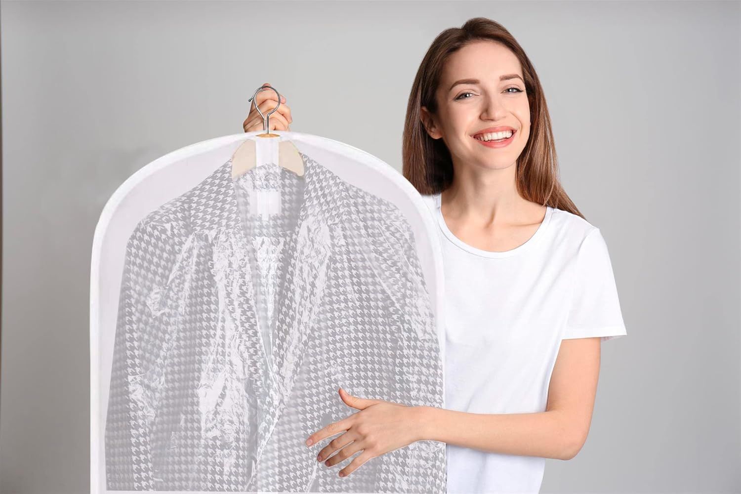 Zippered Garment Bag, Large 53 x 23 inches, Dress Bag for Gowns, Suits, Jackets, Dresses, Hanging Clothing Storage Bag, Water Repellent, Dust Proof, Clear (1 Pack) - Image 5