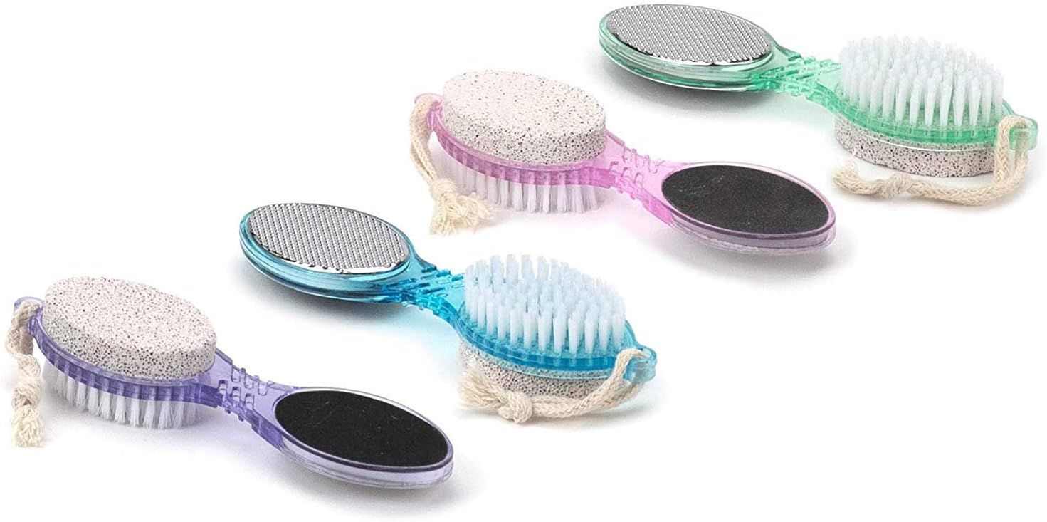 (4 in 1) Pedicure Paddle Kit Tool with Pumice Stone for Feet, Foot Hand Toe Nail Cleaning Brush, Metal File and Emery Board, Manicure Foot Rasp Callus Remover Pedi Set (Random Color, 1 Pack) - Image 1