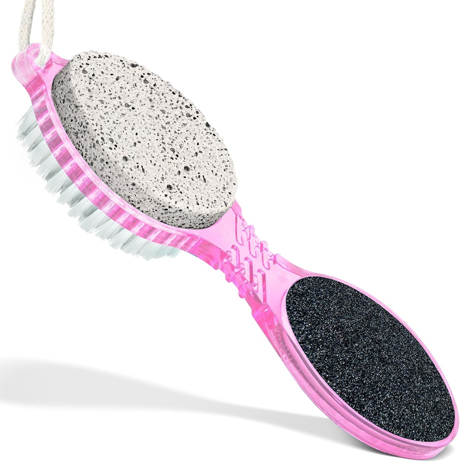 (4 in 1) Pedicure Paddle Kit Tool with Pumice Stone for Feet, Foot Hand Toe Nail Cleaning Brush, Metal File and Emery Board, Manicure Foot Rasp Callus Remover Pedi Set (Random Color, 1 Pack) - Image 3