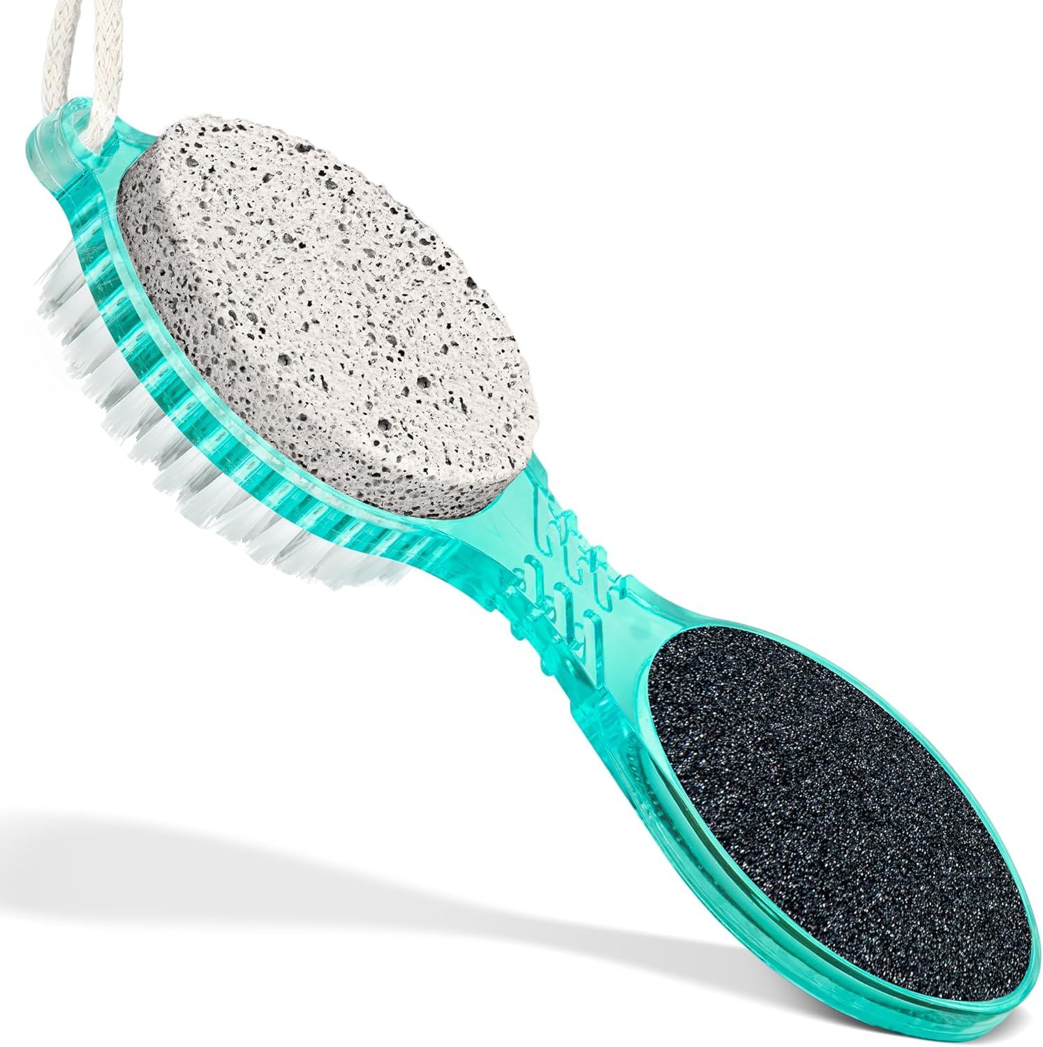 (4 in 1) Pedicure Paddle Kit Tool with Pumice Stone for Feet, Foot Hand Toe Nail Cleaning Brush, Metal File and Emery Board, Manicure Foot Rasp Callus Remover Pedi Set (Random Color, 1 Pack) - Image 4