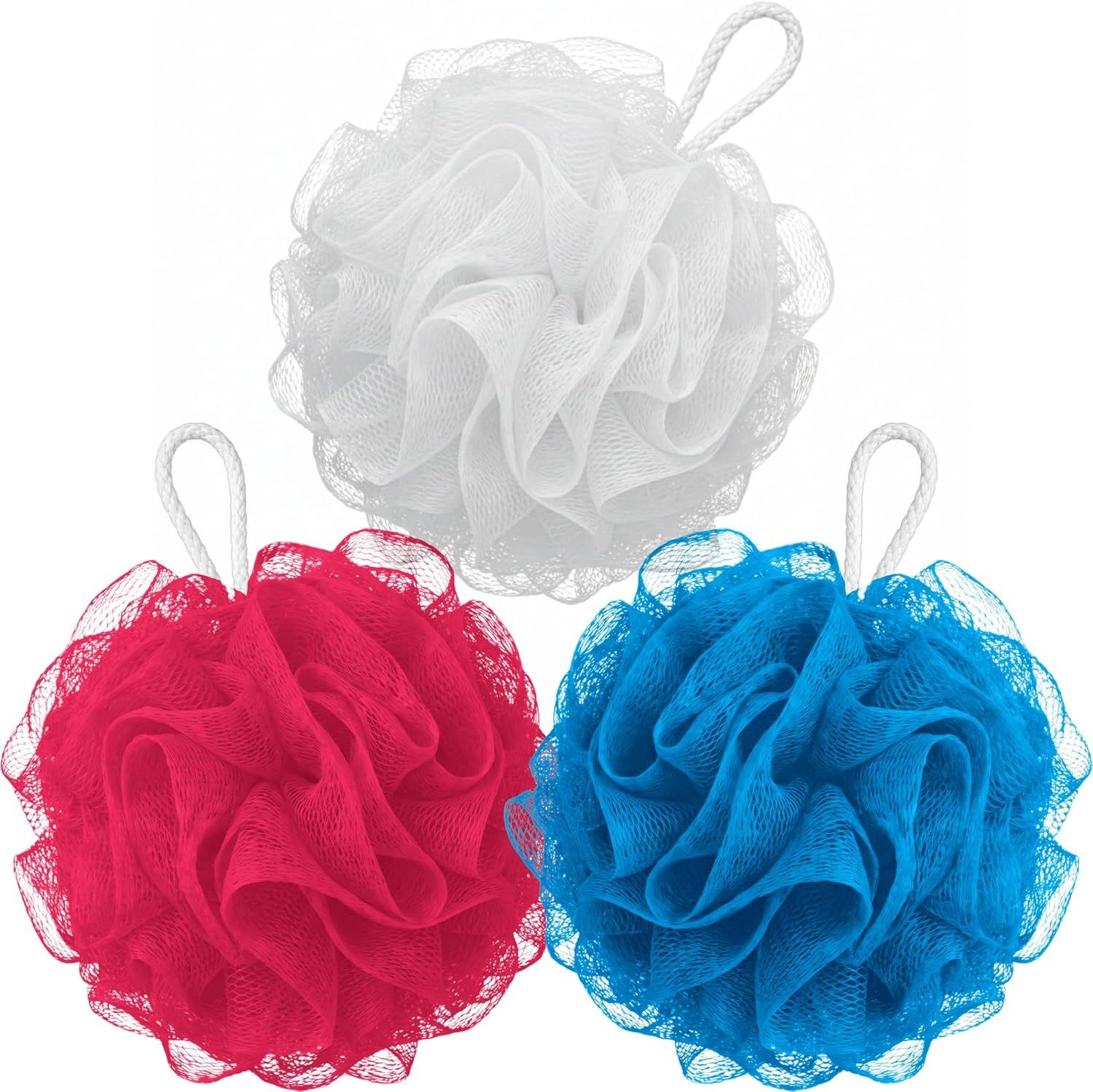 3 Pack Loofah Sponges, Gentle Body Scrubber for Body Wash, Shower Gel, Durable and Exfoliating Mesh Loofahs (3 Pack) - Image 1