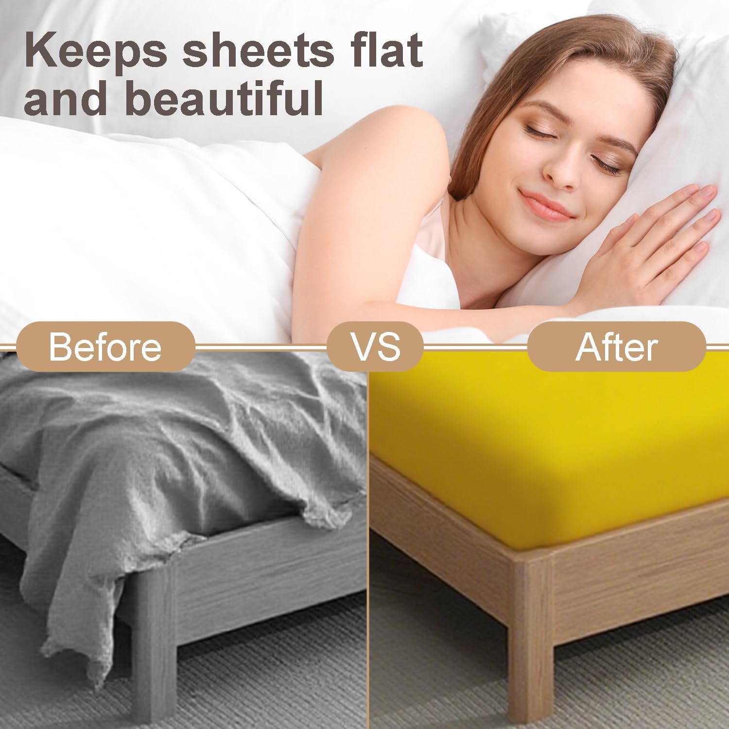 4pcs Bed Sheet Straps Holders, Adjustable Non Slip Elastic Bedsheet Grippers Triangle Mattress Suspenders, Keep in Place Fitted Bed Sheet Holders for Corners, Sofa Cushion, Mattress Cover Straps White - Image 3