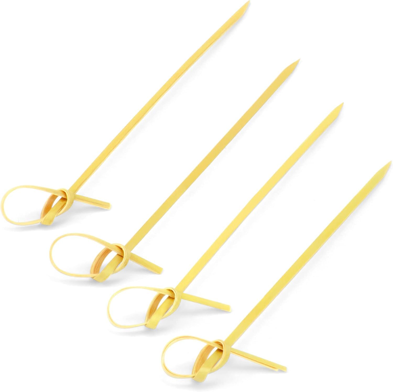 100 Bamboo Cocktail Picks, 4 inch Looped Knot Natural Bamboo Skewers for BBQ, Appetizers (100 Pack) - Image 6