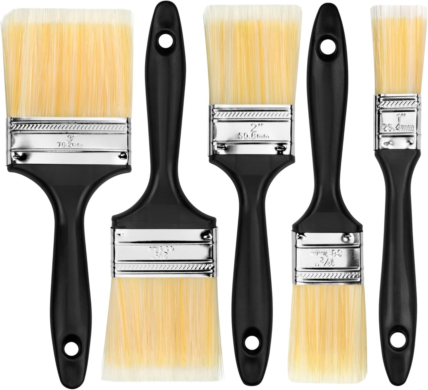Paint Brush Set (5 Pieces), Set of 5 Multi-Sized Brushes, Professional Quality Painting Tool Kit, One Set of 1, 1.5, 2, 2.5, and 3 Inch Brushes (Pack of 5) - Image 2