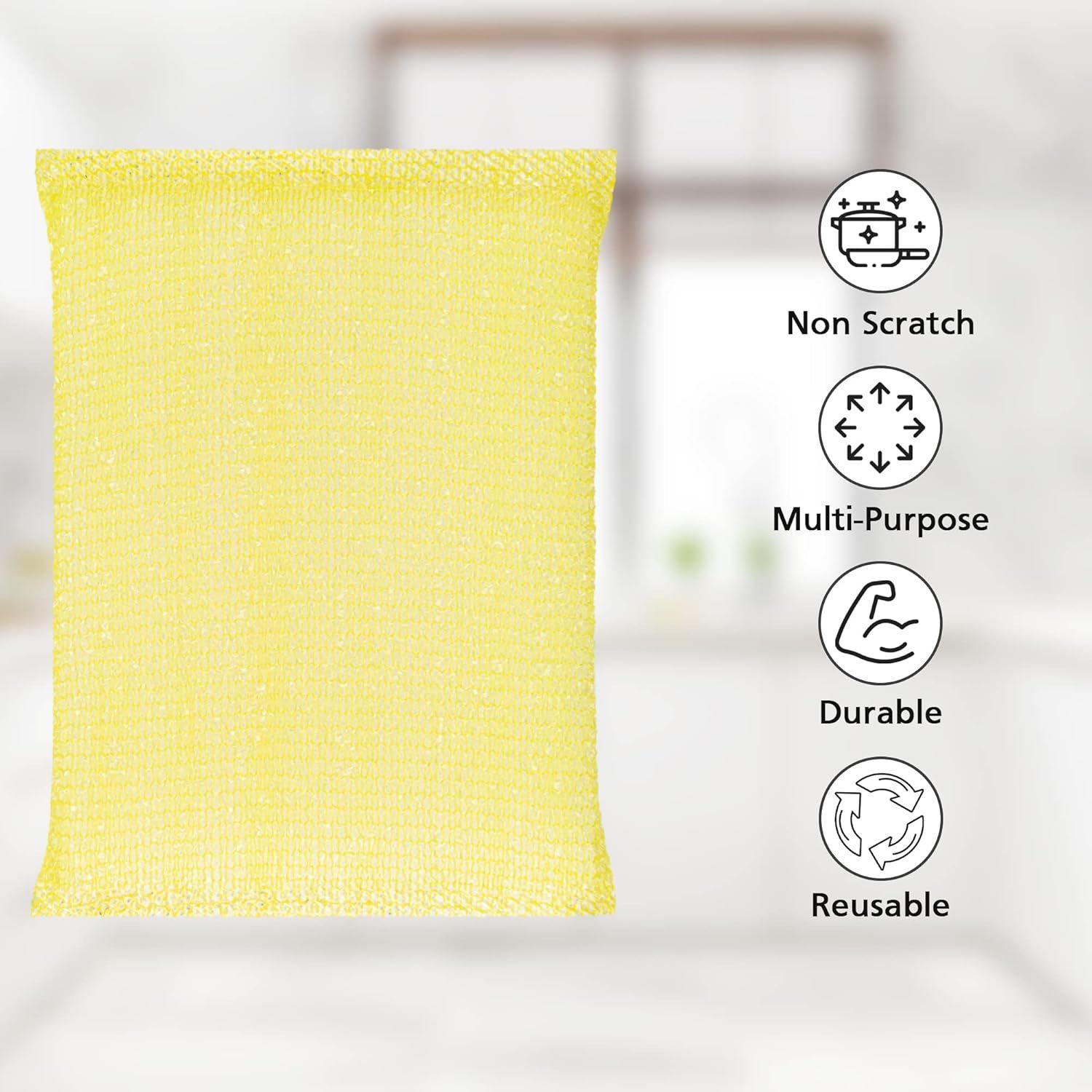 4 Multipurpose Scouring Pads, Non-Scratch Cleaning Sponge for Kitchen, Bathroom, Pots, Pans, and Dishes (4 Pack) - Image 4
