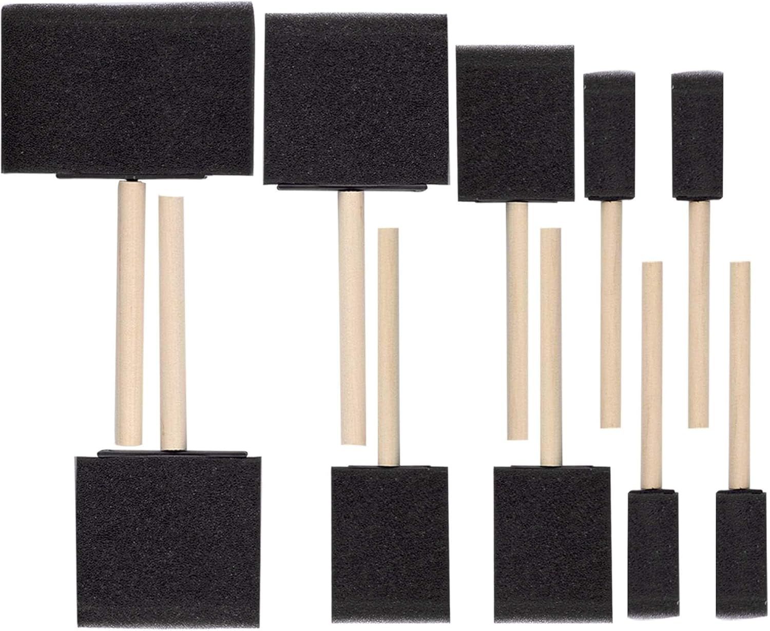 10 Foam Paint Brush Set with Durable Wood Handle, Reusable Disposable Poly Sponge Brush to use with Paint, Stains, and Varnishes, Foam Paint Applicator Ideal for Arts and Crafts (Set of 10) - Image 1