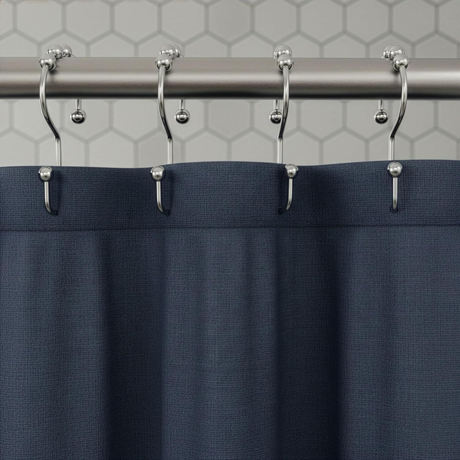12 Pack Shower Curtain Hooks, Heavy Duty Coated Stainless Steel, Rustproof and Corrosion Resistant, Smooth Glide Double Hooks for Standard Shower Rods, Chrome (12 Pack) - Image 3