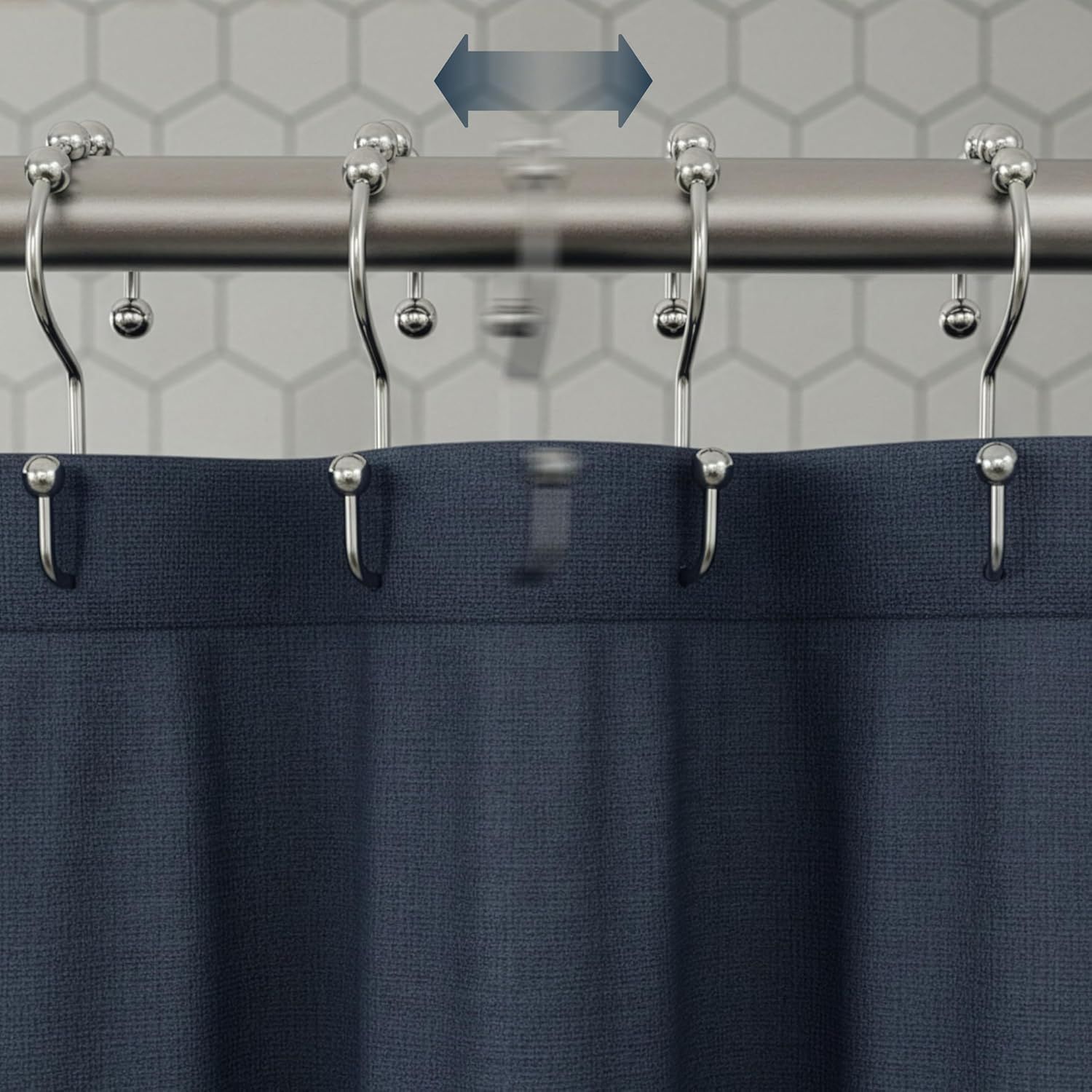 12 Pack Shower Curtain Hooks, Heavy Duty Coated Stainless Steel, Rustproof and Corrosion Resistant, Smooth Glide Double Hooks for Standard Shower Rods, Chrome (12 Pack) - Image 4