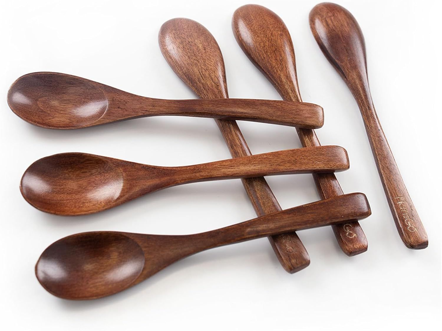 6PCS Wooden Spoons for Eating, 6 Inch Small Wooden Spoons for Honey, Coffee, Tea, Hot Cocoa, Jam, Bath Salts, Little Wood Table Spoon for Stirring, Smooth Finish, Unique Gifts for Men Women - Image 1