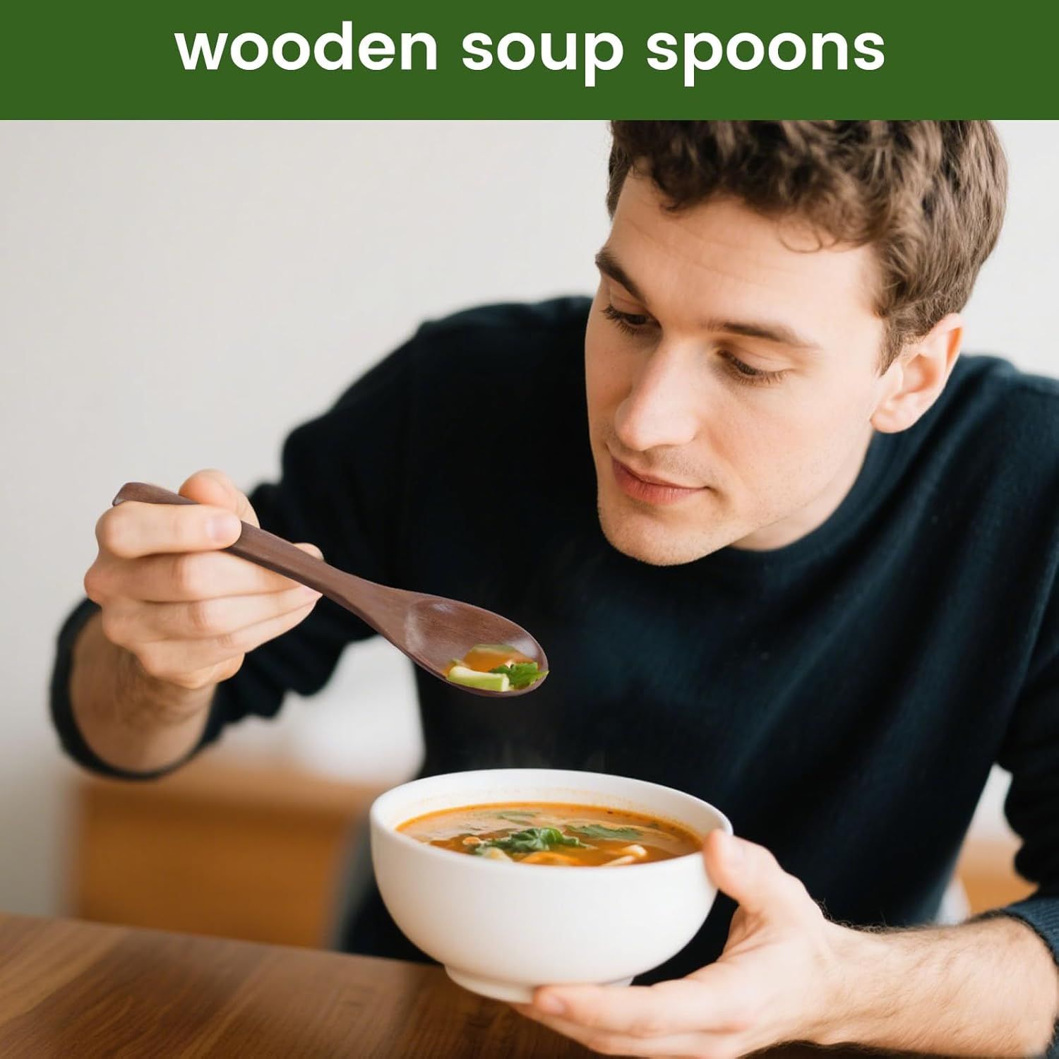 6PCS Wooden Spoons for Eating, 6 Inch Small Wooden Spoons for Honey, Coffee, Tea, Hot Cocoa, Jam, Bath Salts, Little Wood Table Spoon for Stirring, Smooth Finish, Unique Gifts for Men Women - Image 5
