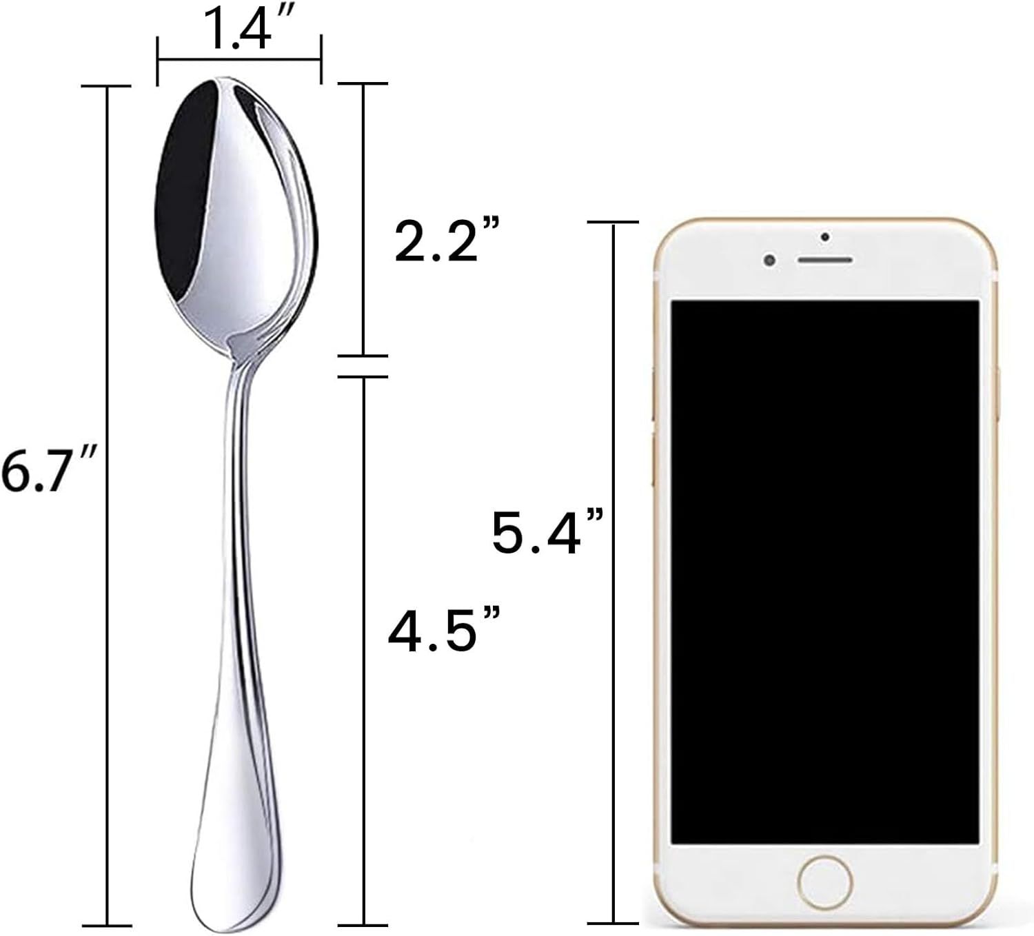 Stainless Steel Teaspoons, 6-Piece Coffee & Dessert Spoons Set, 6.7 Inch Small Spoons for Tea, Sugar, Yogurt & Ice Cream, Mirror Polished, Dishwasher Safe - Image 3