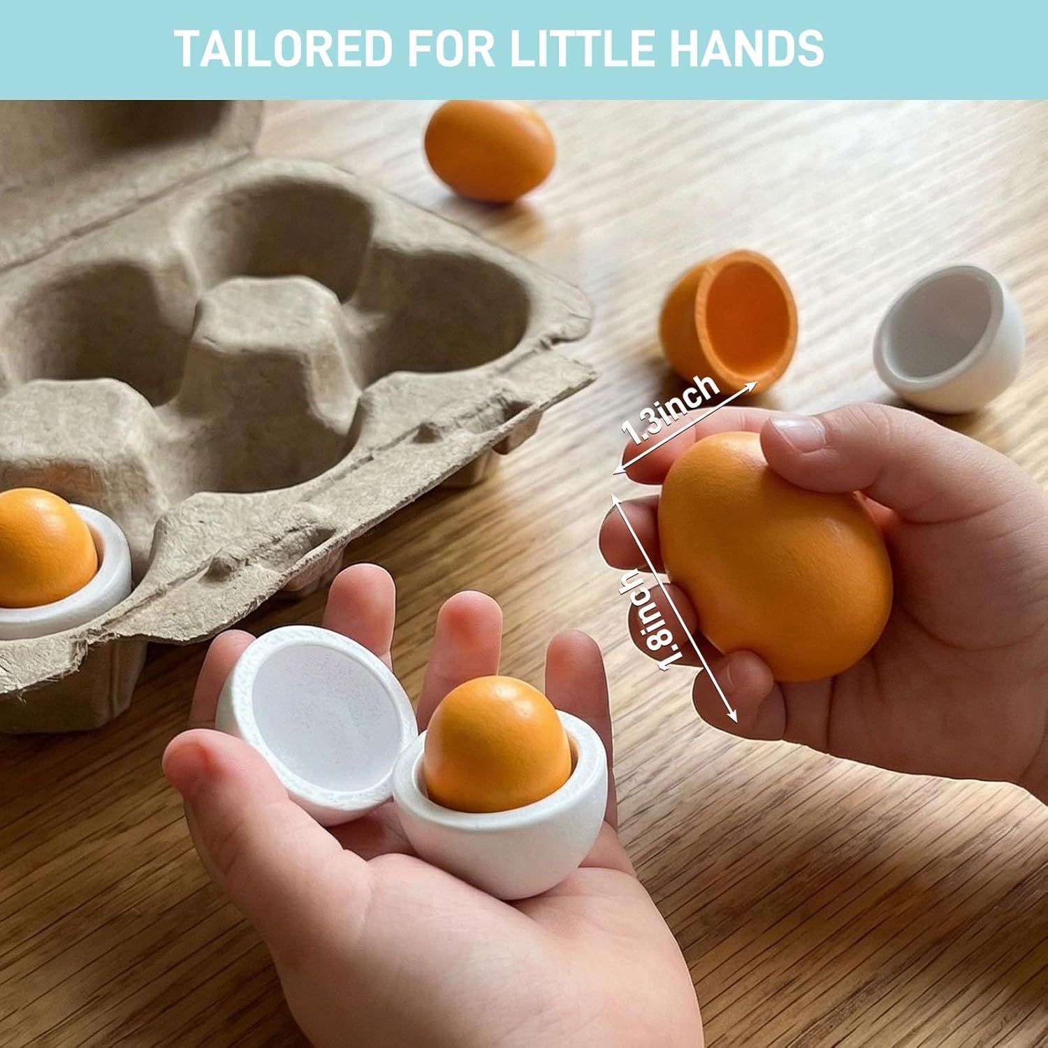 6PCS Play Food Sets for Kids Kitchen,Play Kitchen Accessories Wooden Egg Toy Food Grocery Store Pretend for Toddler Cooking DIY - Image 2