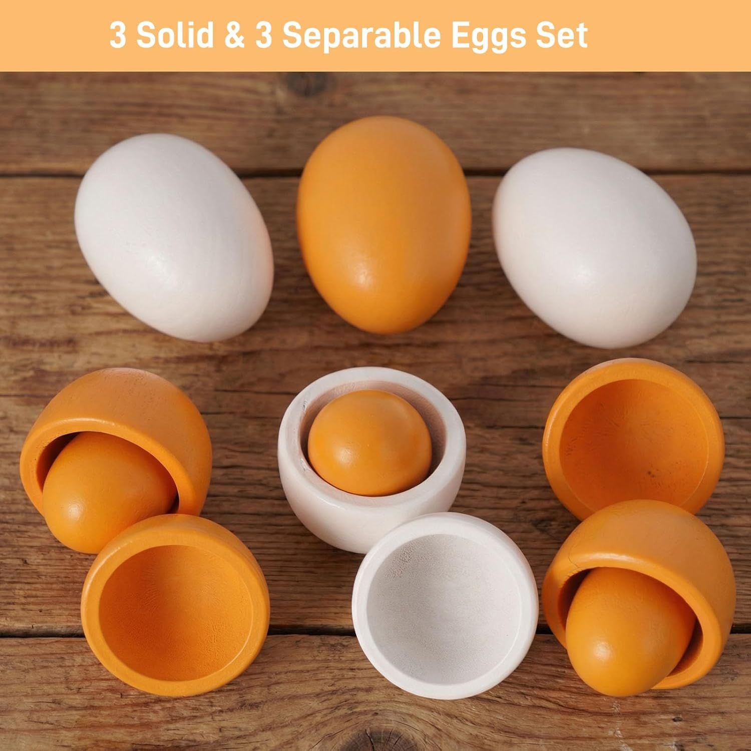 6PCS Play Food Sets for Kids Kitchen,Play Kitchen Accessories Wooden Egg Toy Food Grocery Store Pretend for Toddler Cooking DIY - Image 3