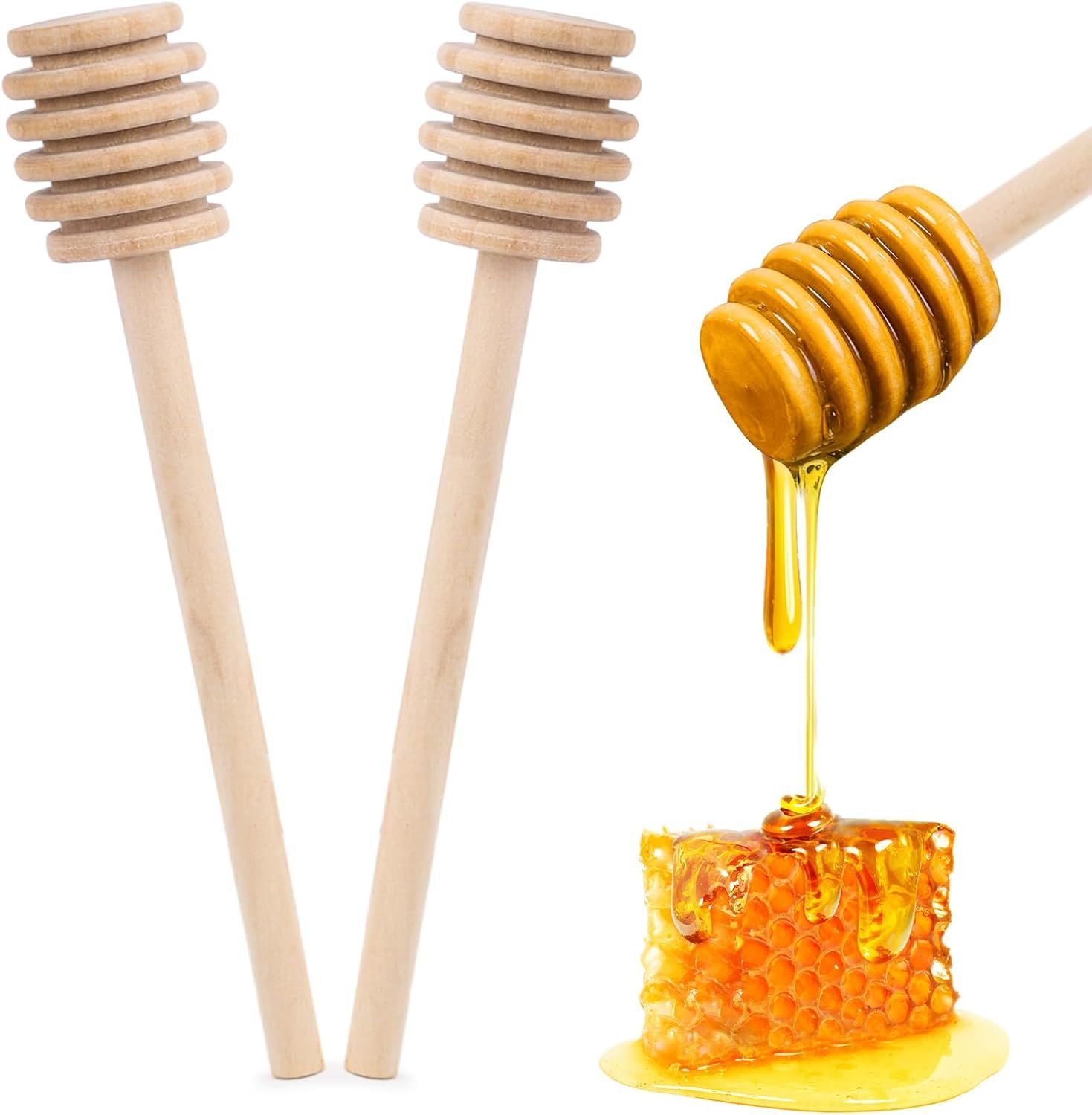 2PCS Wooden Honey Mixing Stirrer, 8 Inch Honey Dipper Sticks Long Handle Honeycomb Stick for Collecting Dispensing Drizzling Jam, Wedding Gifts & Party Favors - Image 1