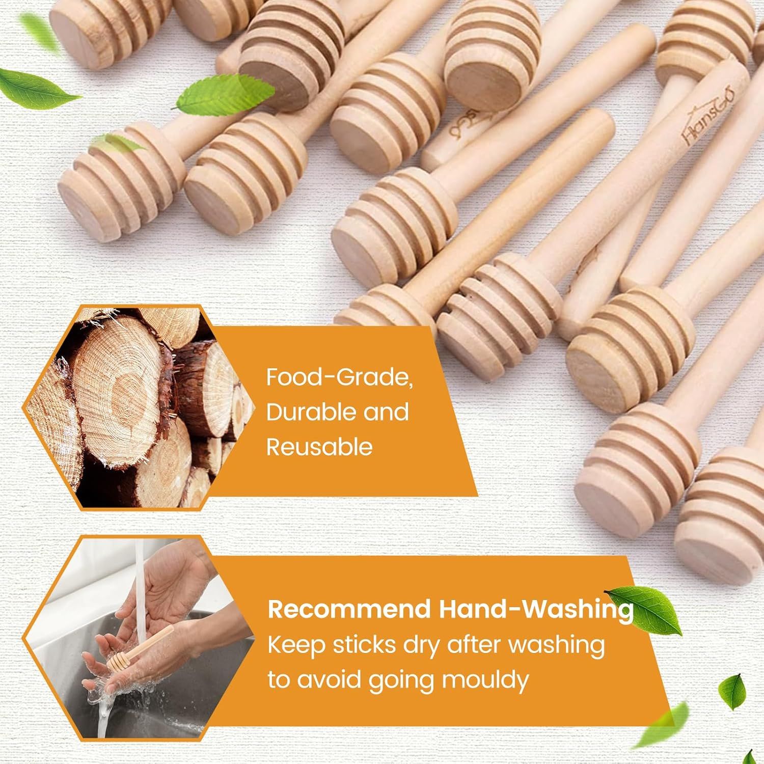 Wooden Honey Dipper Sticks, 20 Pack 3 Inch Mini Honey Stirrers for Jars Dispense and Drizzle, Natural Wood Wand for Tea Party, Wedding Favors, Baby Shower Gifts - Image 5