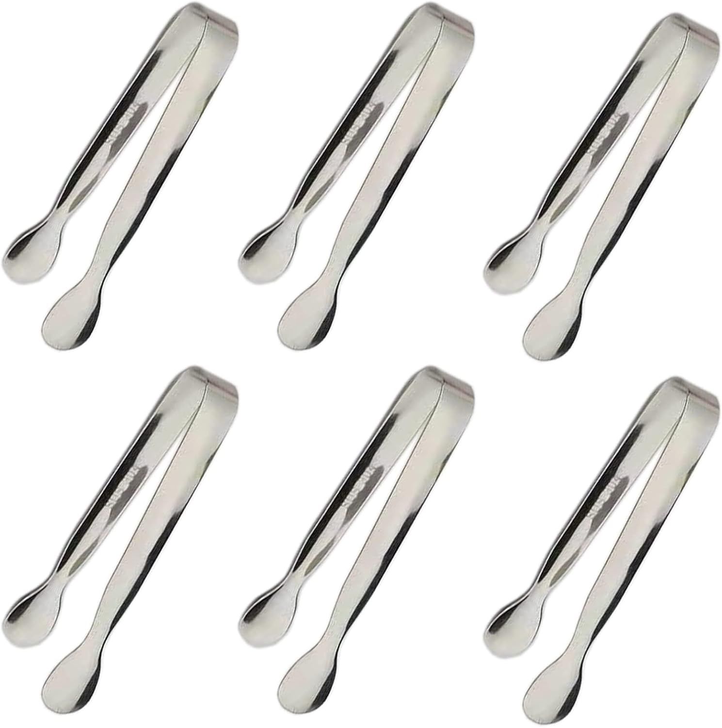 6PCS Ice Tongs Mini Sugar Tongs 4.25Inch Stainless Steel Kitchen Utensils Set,Small Serving Tong and Tiny Kitchen Tong for Appetizers,Tea Party, Coffee Bar, Desserts by  (Silver) - Image 1