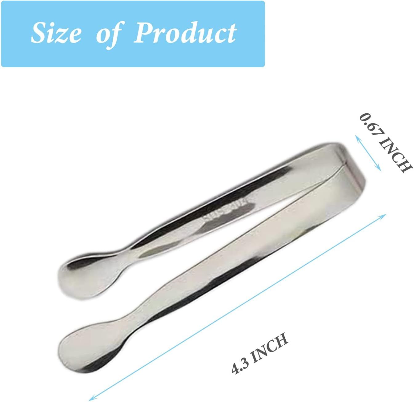6PCS Ice Tongs Mini Sugar Tongs 4.25Inch Stainless Steel Kitchen Utensils Set,Small Serving Tong and Tiny Kitchen Tong for Appetizers,Tea Party, Coffee Bar, Desserts by  (Silver) - Image 3
