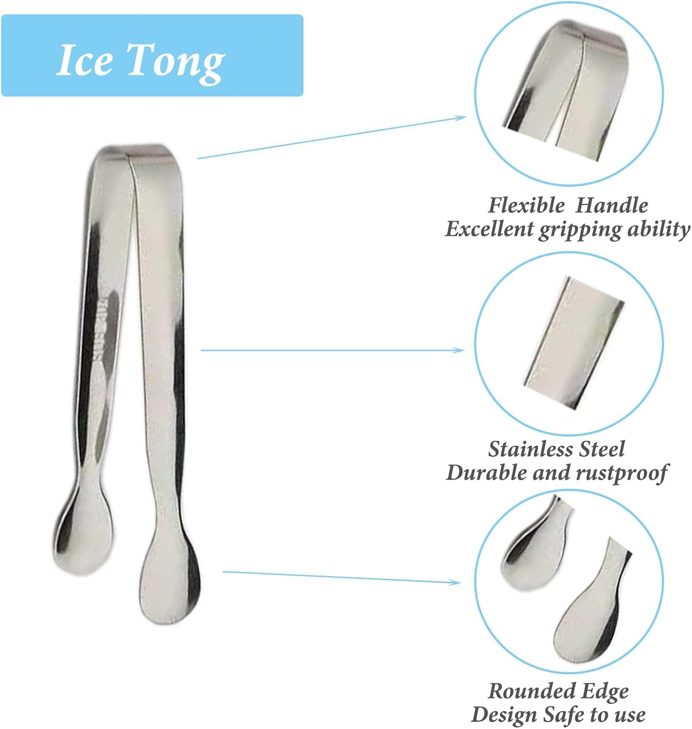 6PCS Ice Tongs Mini Sugar Tongs 4.25Inch Stainless Steel Kitchen Utensils Set,Small Serving Tong and Tiny Kitchen Tong for Appetizers,Tea Party, Coffee Bar, Desserts by  (Silver) - Image 4