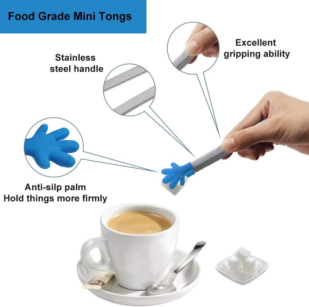 8PCS Silicone Mini Tongs, 5Inch Hand Shape Food Tongs, Colourful Small Kids Tongs for Serving Food, Ice Cube, fruits, Sugar, Barbecue by  (Palm sharp) - Image 4
