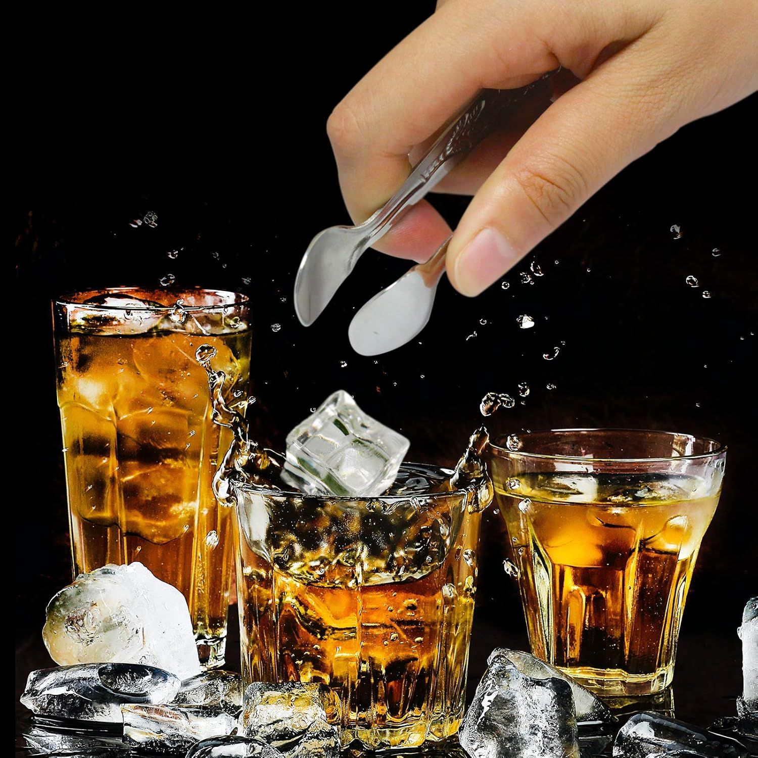 3PCS Mini Serving Tongs, 4Inch Rose Stainless Steel Sugar Cube Tongs, Sliver Small Ice Tong for Tea and Coffee Party, Appetizers, Desserts by  (Silver) - Image 2