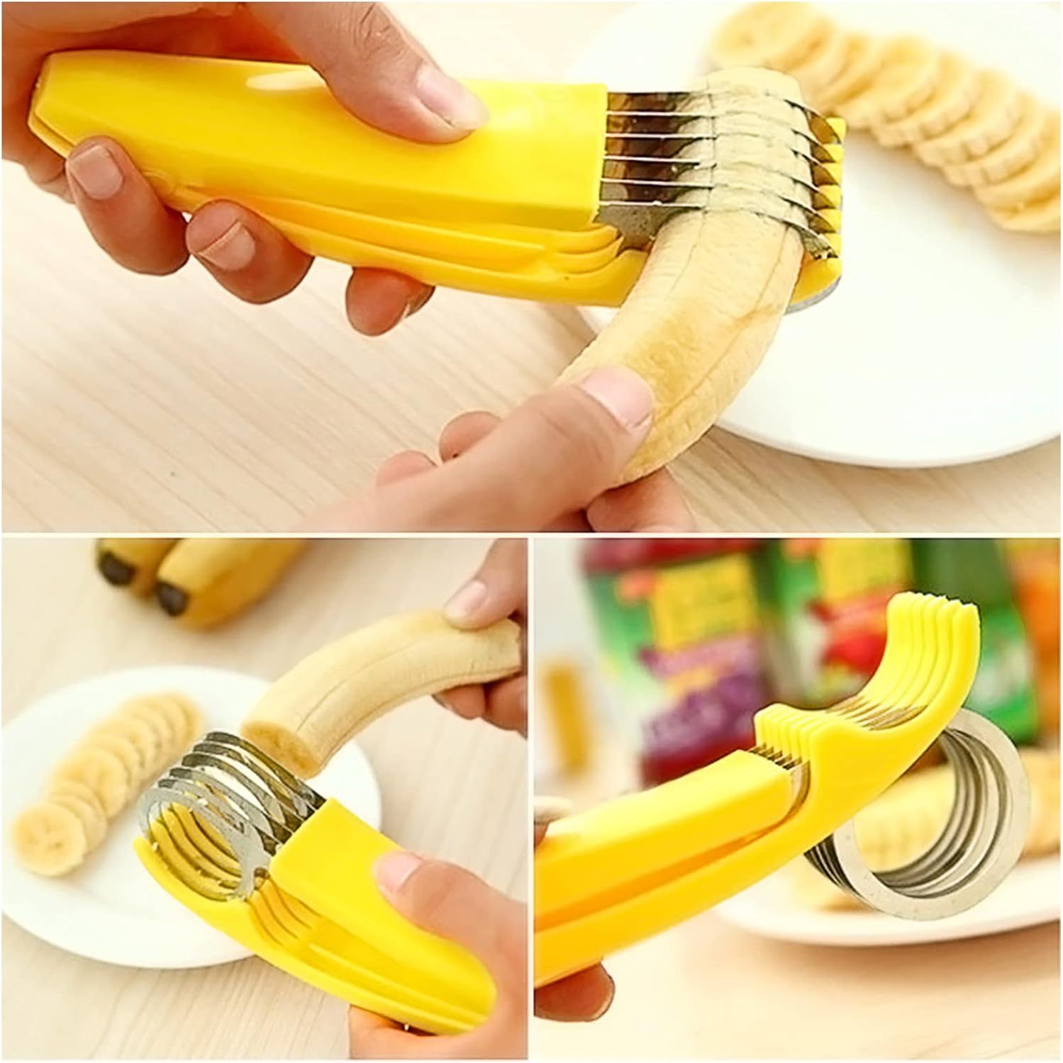 Banana Slicer,ABS + Stainless Steel Fruit and Vegetable Salad Peeler Cutter Kitchen Tools For Banana,Strawberry,Grape（1 pcs） - Image 5