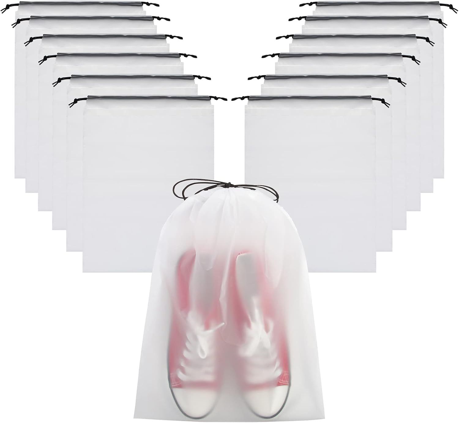 Transparent Shoe Bags for Travel Large Clear Shoes Organizers Storage Pouch with Rope for Men and Women 13 Pack - Image 1