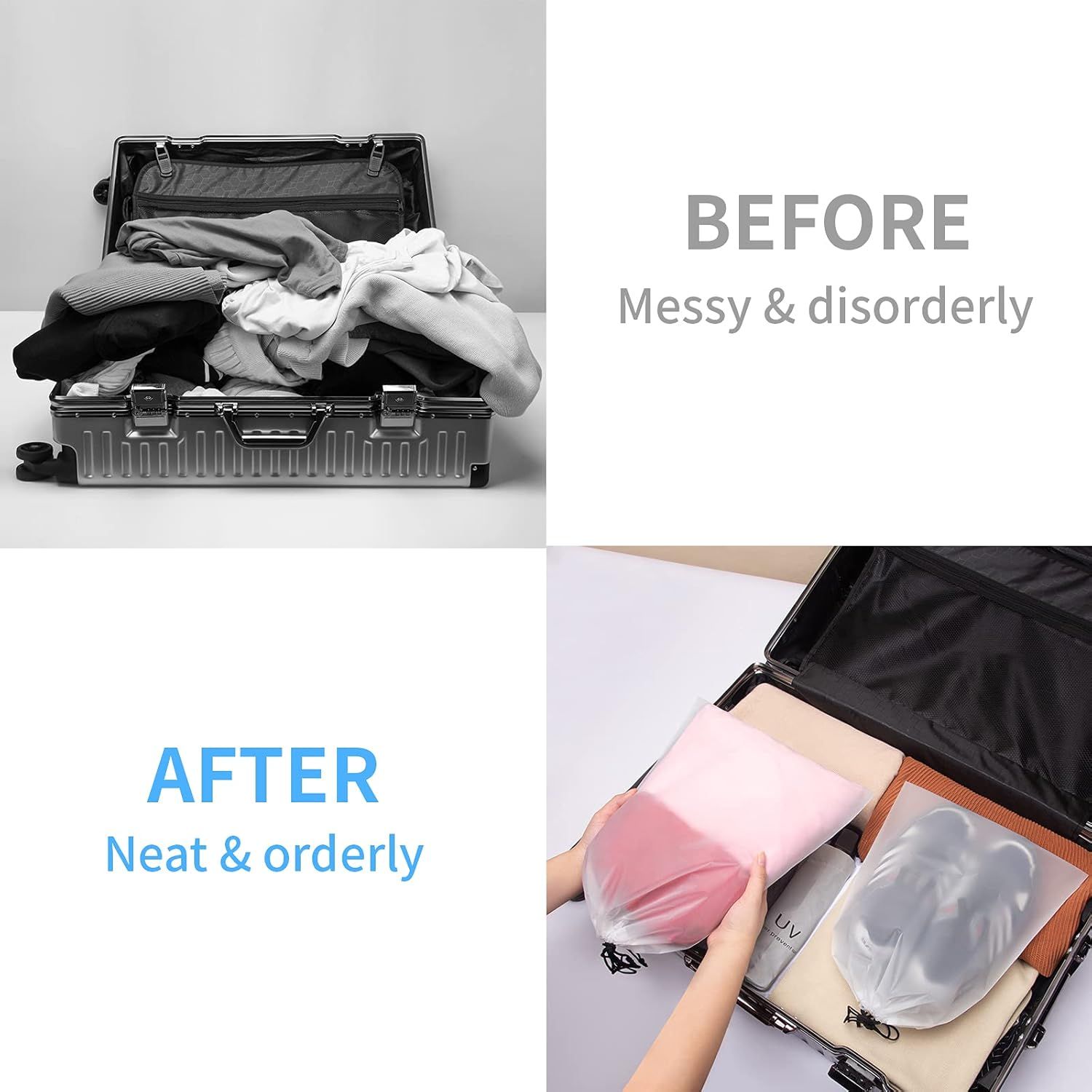 Transparent Shoe Bags for Travel Large Clear Shoes Organizers Storage Pouch with Rope for Men and Women 13 Pack - Image 4