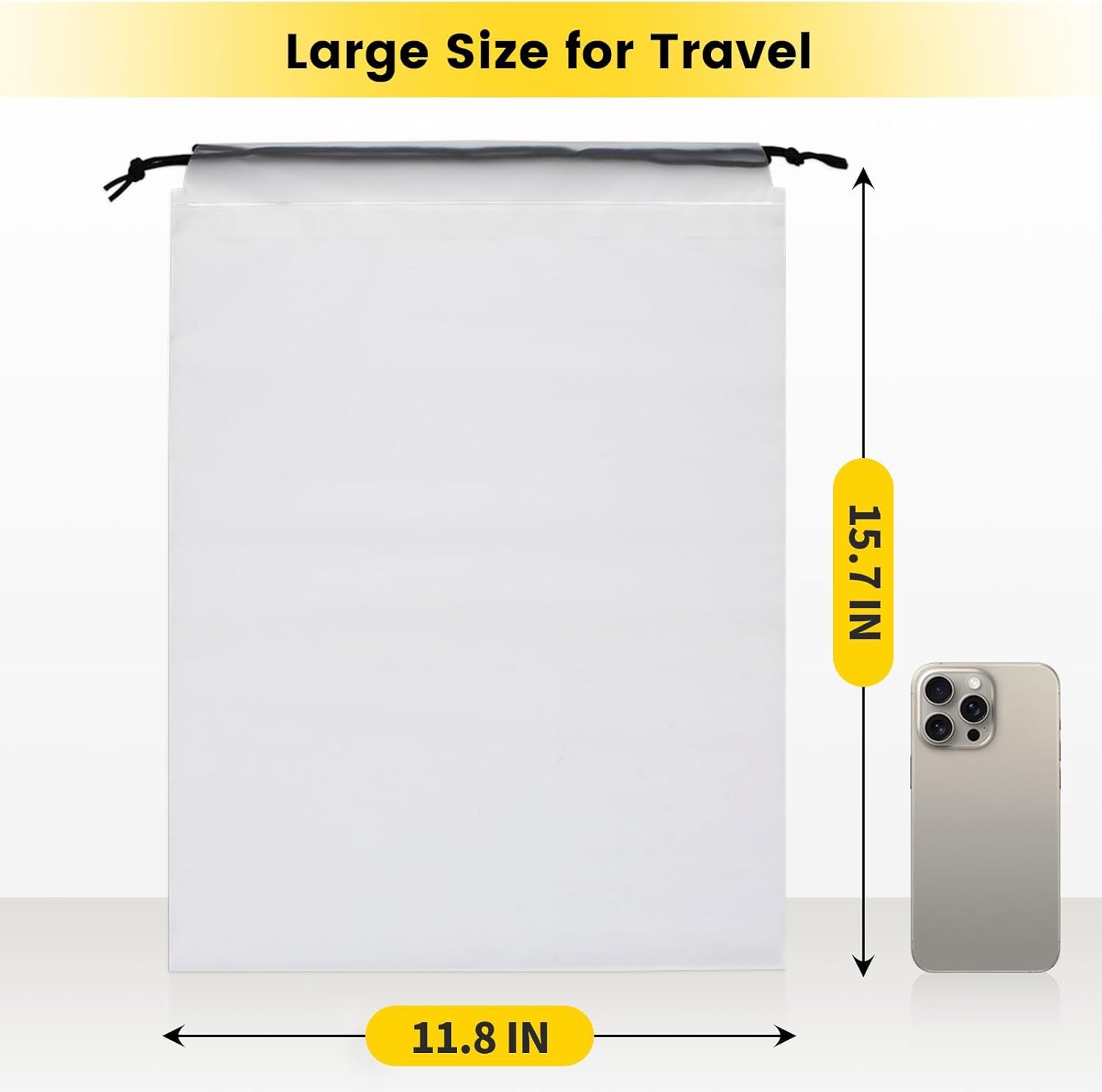 Shoe Bags for Travel - 6 Pcs Transparent Drawstring Backpack Travel Shoe Bag Clear Drawstring Bag Large Shoe Organizer with Rope Travel Essentials for Men Women - Image 2
